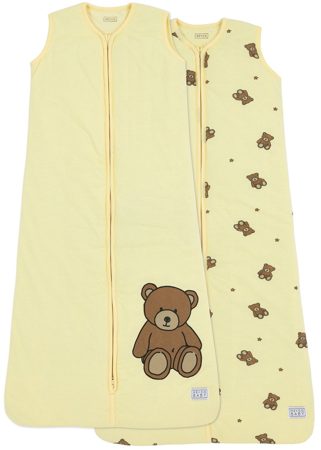 Meyco Baby Babyschlafsack Teddy Bear Yellow 70cm (2 tlg), Soft