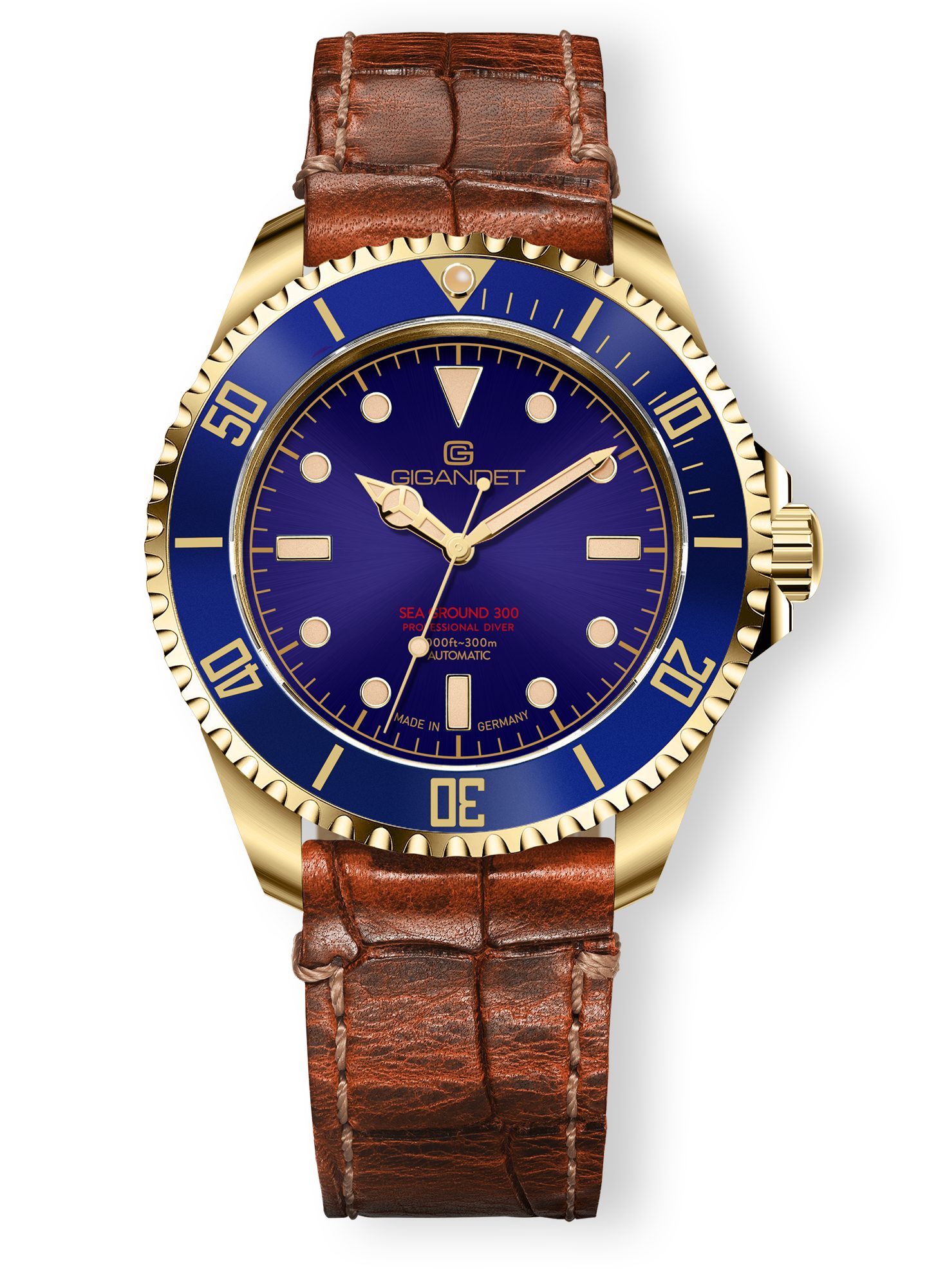 Gigandet Automatikuhr SEA GROUND 300 VINTAGE, Made in Germany, Saphirglas, Swiss SuperLuminova Old Radium