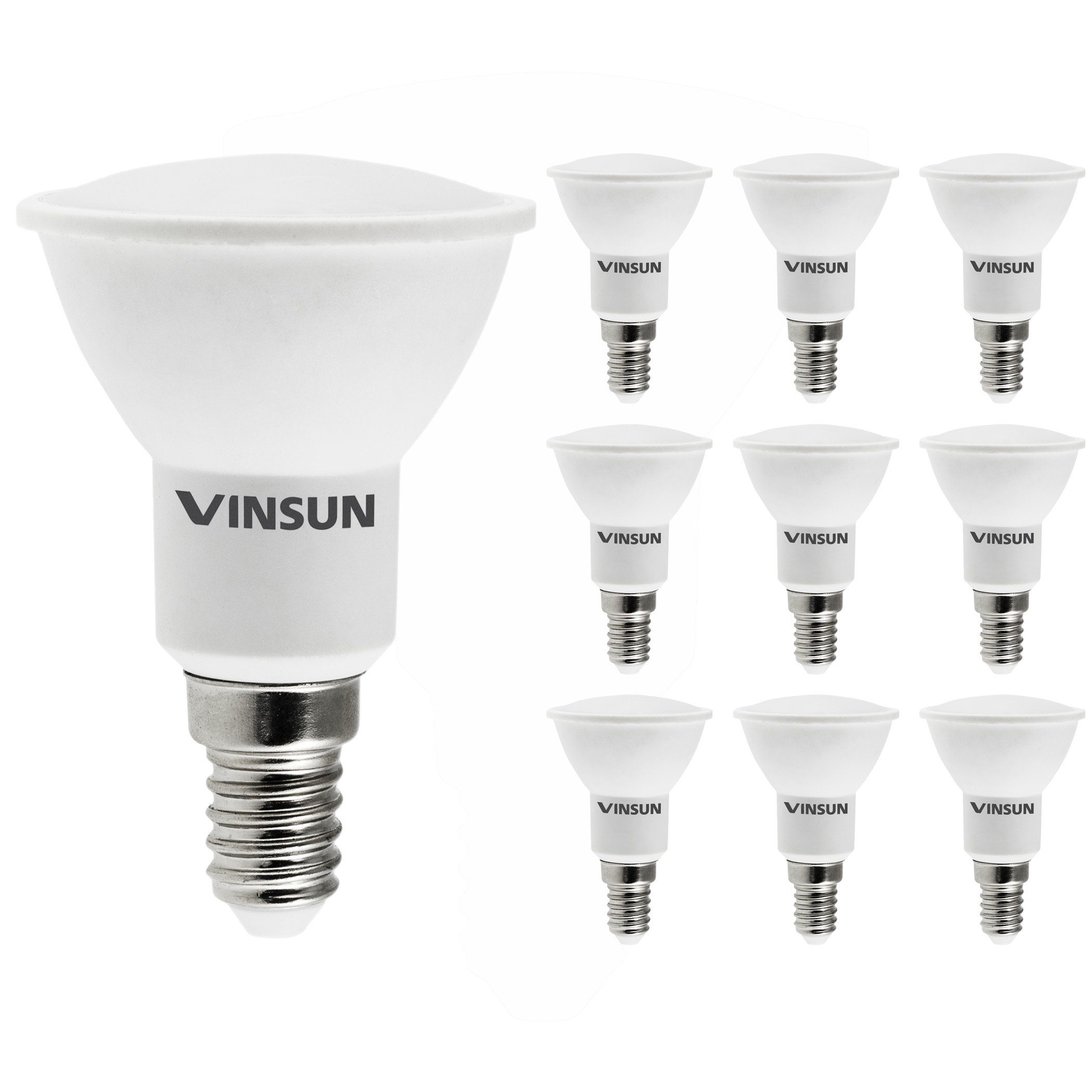 Vinsun LED-Leuchtmittel E14 LED Lampe 5W Leuchtmittel warmweiß 2900K Reflektor - 10er Pack