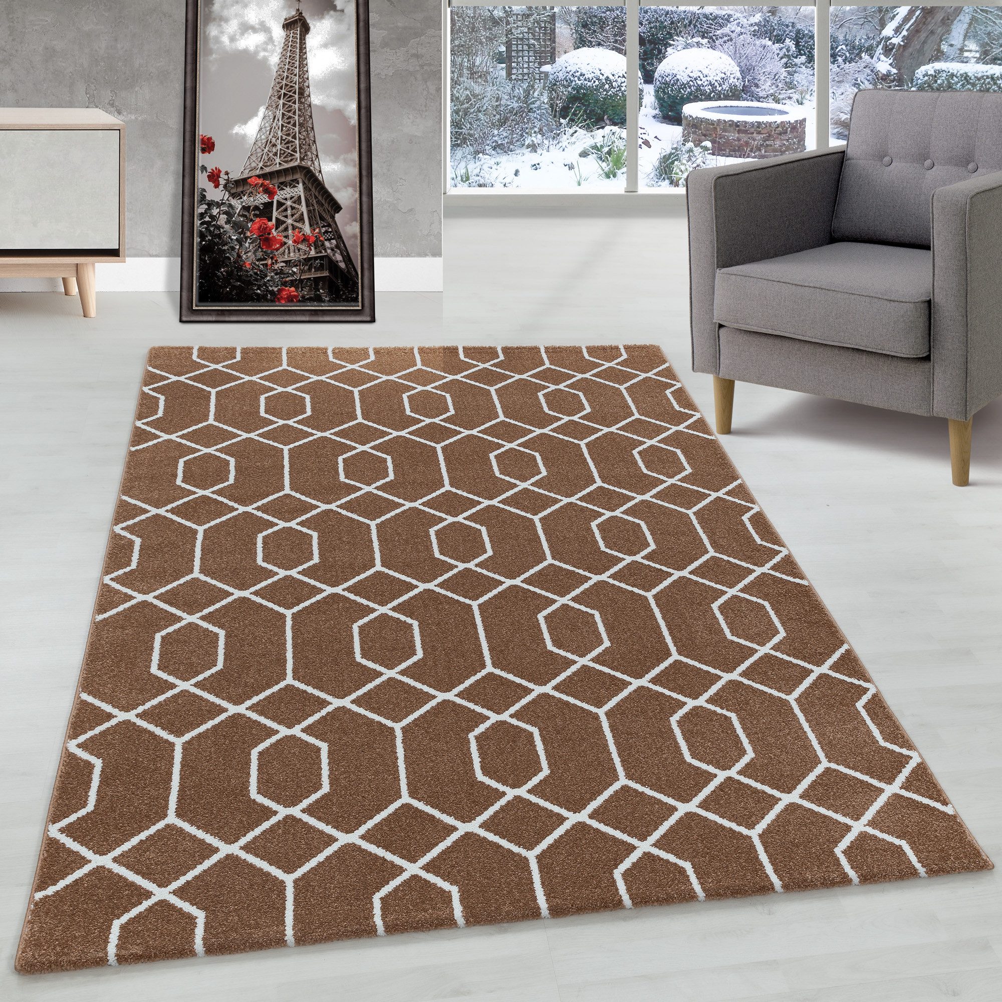 Carpettex Frisé-Teppich Geometrisch Design, Läufer, Höhe: günstig online kaufen