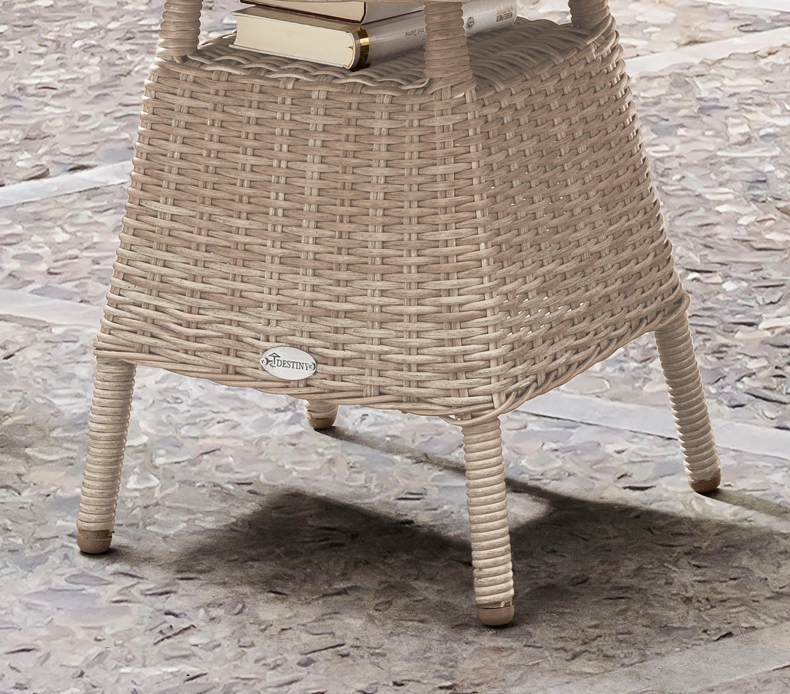 Destiny Gartentisch MALAGA, Ø: 60cm x H: 55cm, Aluminium, Polyrattan