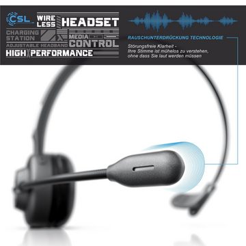 CSL Wireless-Headset (Bluetooth, Mono, Bluetooth, Ladestation, Kopfhörer mit flexiblem Mikrofon)