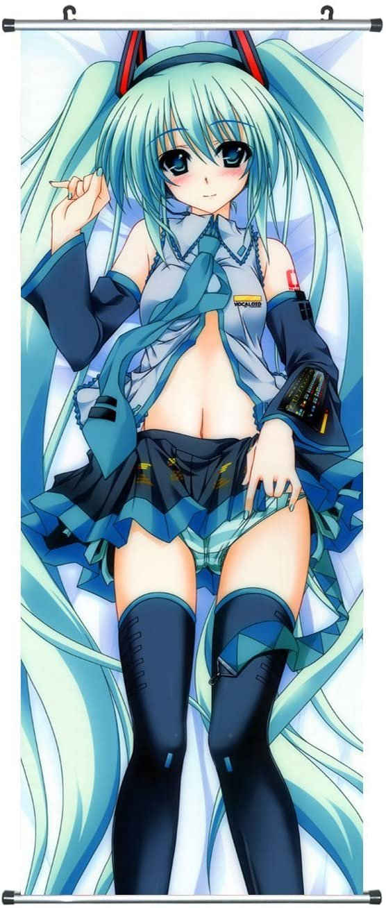 GalaxyCat Poster Großes Miku Hatsune Rollbild, Kakemono aus Stoff, Poster 100x40cm, Hatsune Miku im Bett, Hatsune Miku im Bett Rollbild / Kakemono