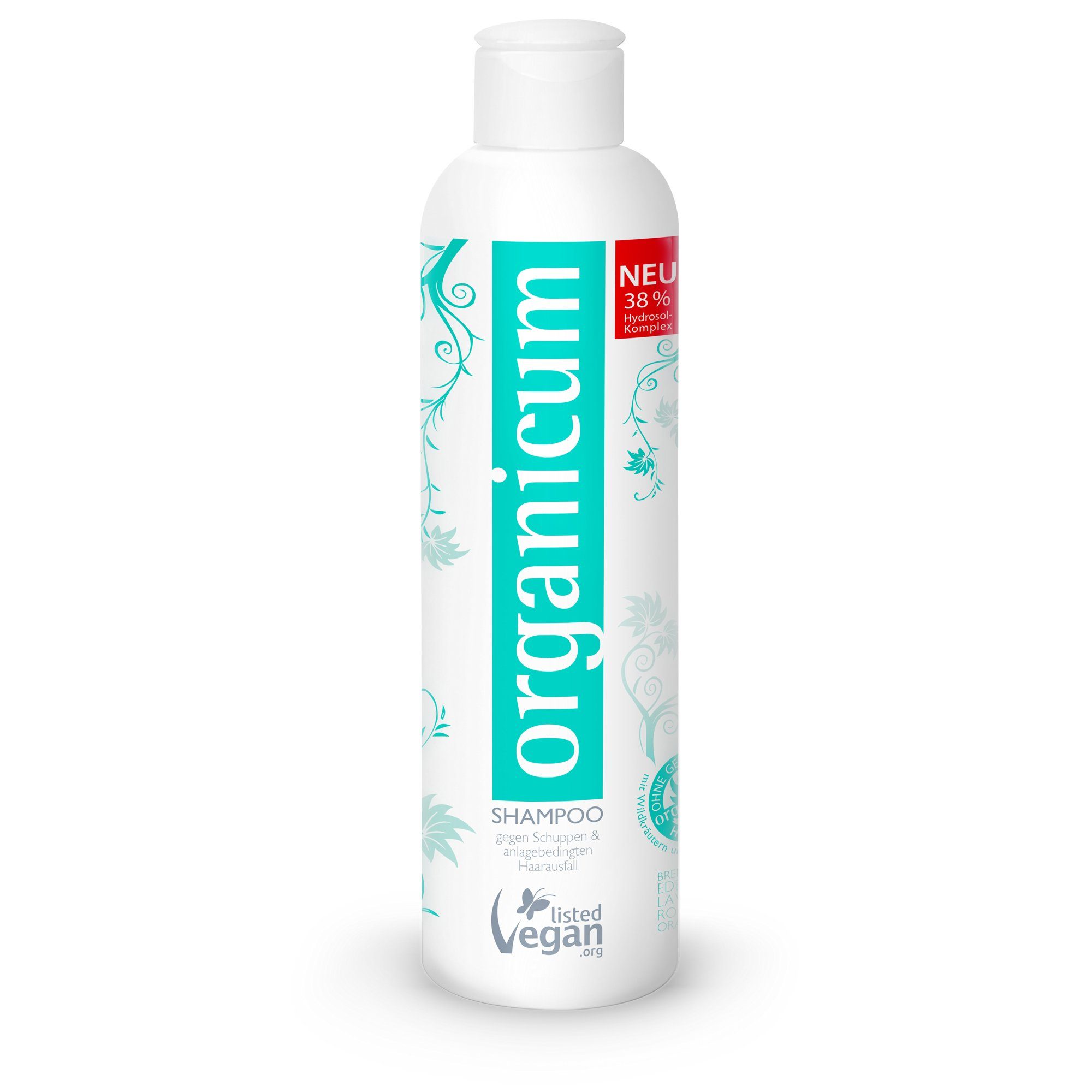 organicum Haarshampoo Shampoo gegen Schuppen und Haarausfall 350 ml, organicum Shampoo sorgt für mehr Attraktivität durch gesundes und glänzendes Haar. Es eignet sich bei anlagebedingtem Haarausfall. organicum Shampoo regeneriert stark beanspruchtes Haar (z. B. durch Dauerwelle oder Glättung) und schützt vor Umweltbelastungen. Haar- und Kopfhautbeschwerden wie anlagebedingter Haarausfall, Schuppen, trockene Kopfhaut und daraus resultierenden Juckreiz können gemindert bzw. verhindert werden.