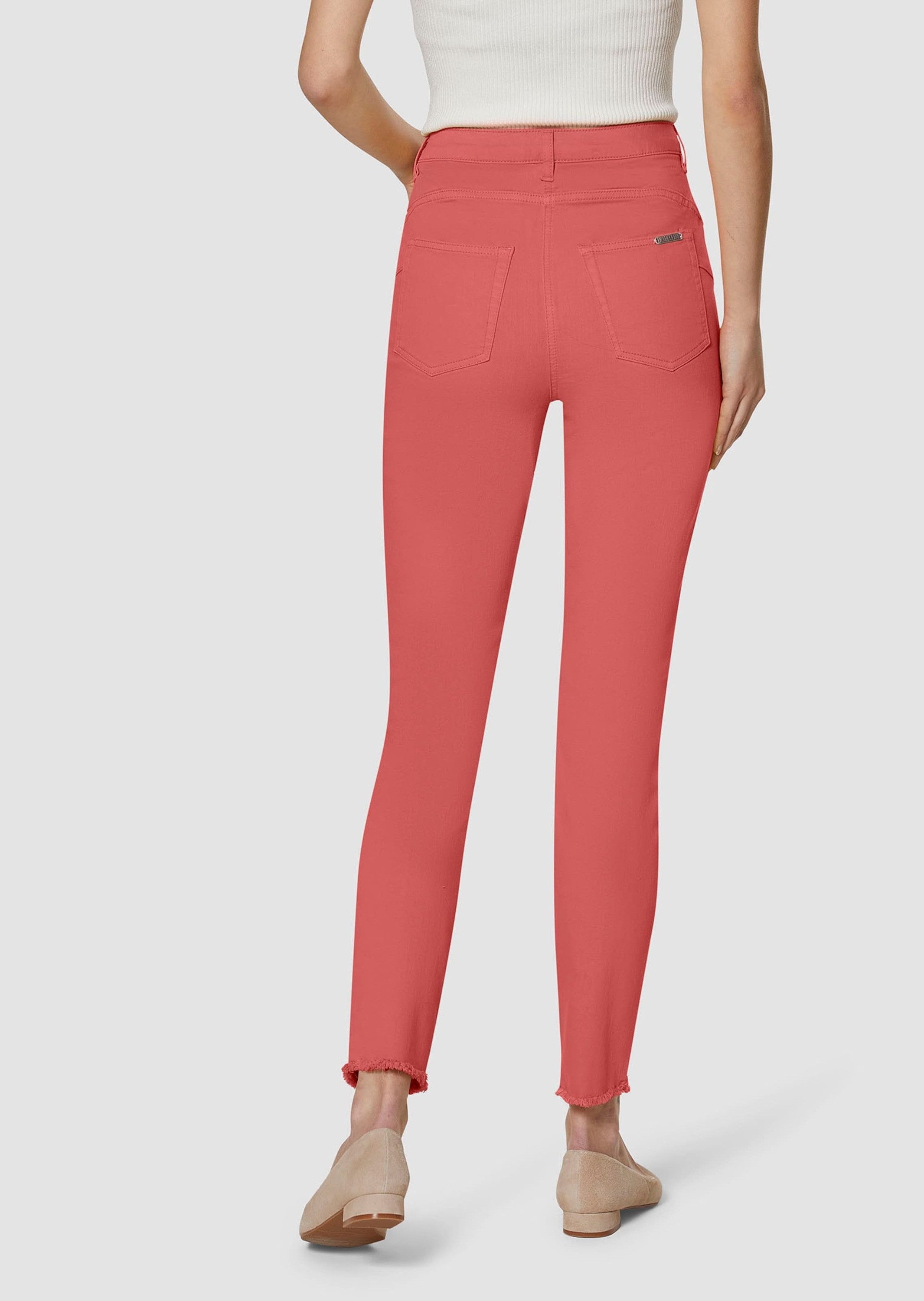 MADELEINE Gerade Jeans Mid Waist Skinny-Hose mit Fransen Fransenhose in schmale Silhouette, Five-Pocket-Stil