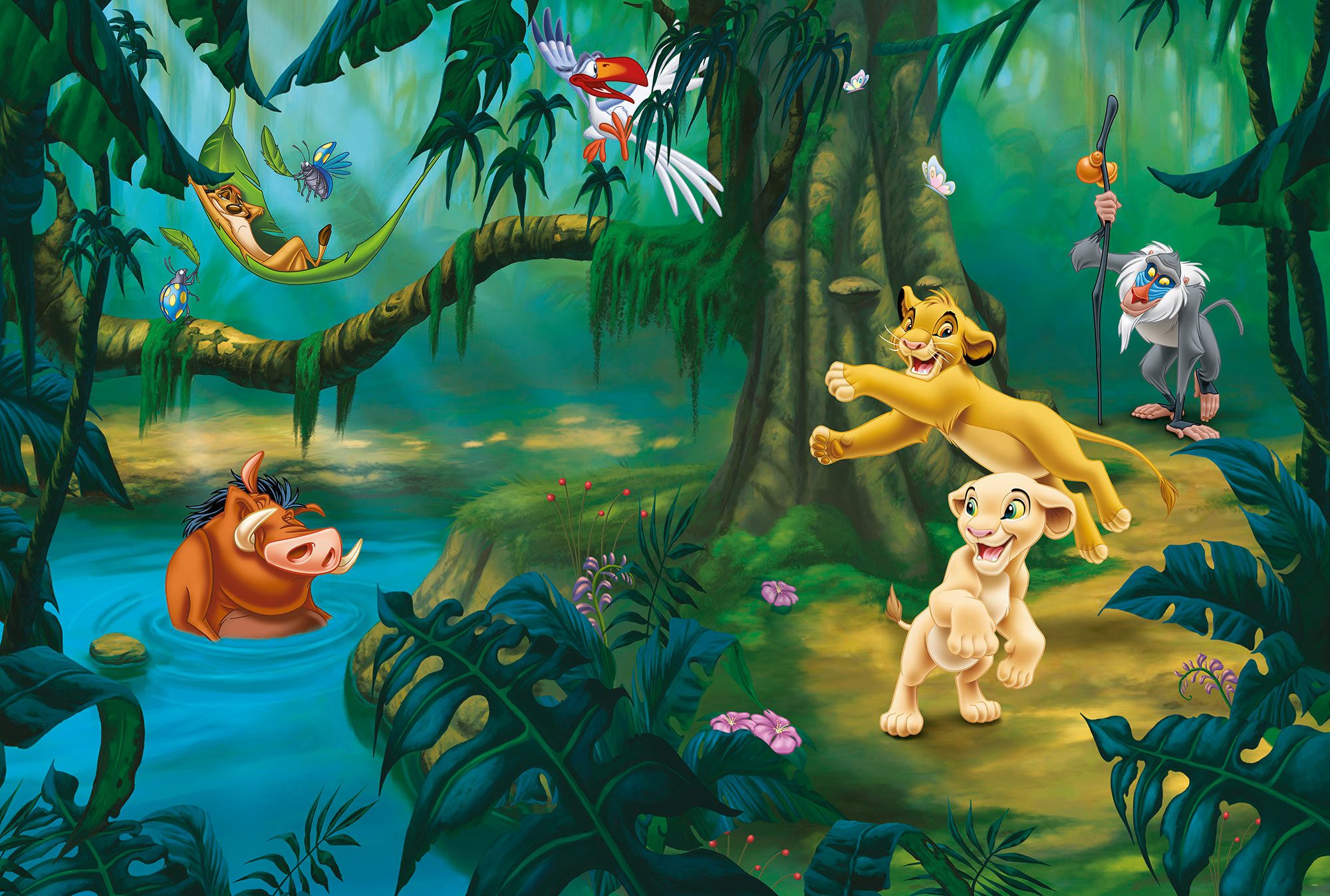 Komar Fototapete Vlies Fototapete - Simba and Friends - Größe 368 x 248 cm, glatt, bedruckt, Motiv, (4 St)