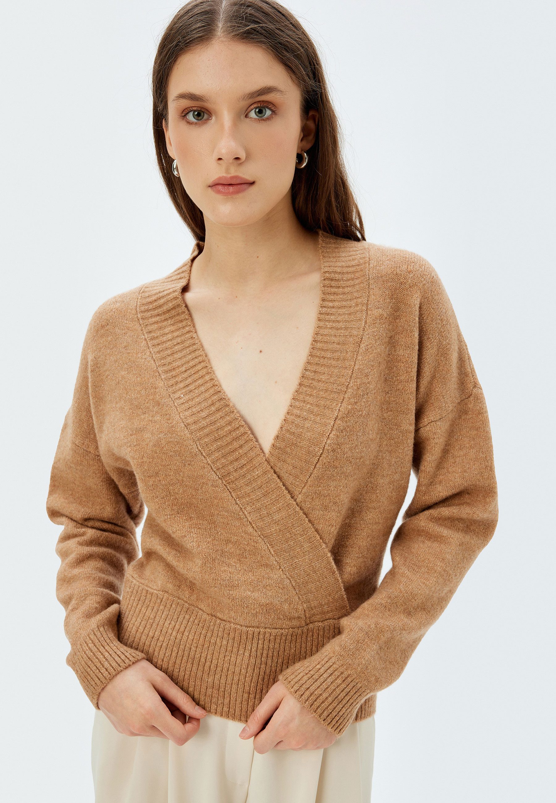 Koton Wickelpullover Doppelreihiger Kragen Regular