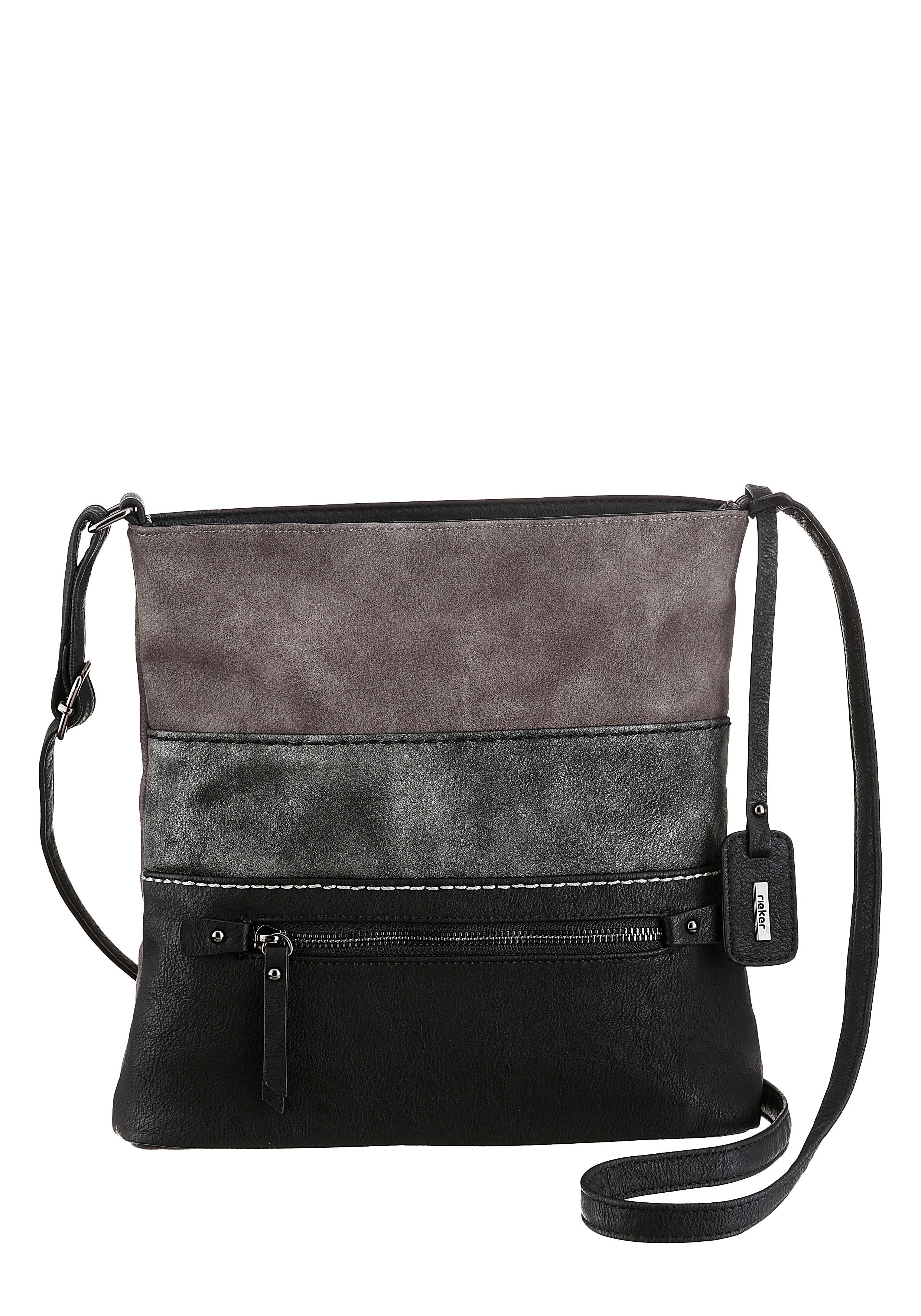 Rieker Umhängetasche guana/guana/guana, in schicker Farbkombi schwarz-grau-altsilberfarben | Handtaschen