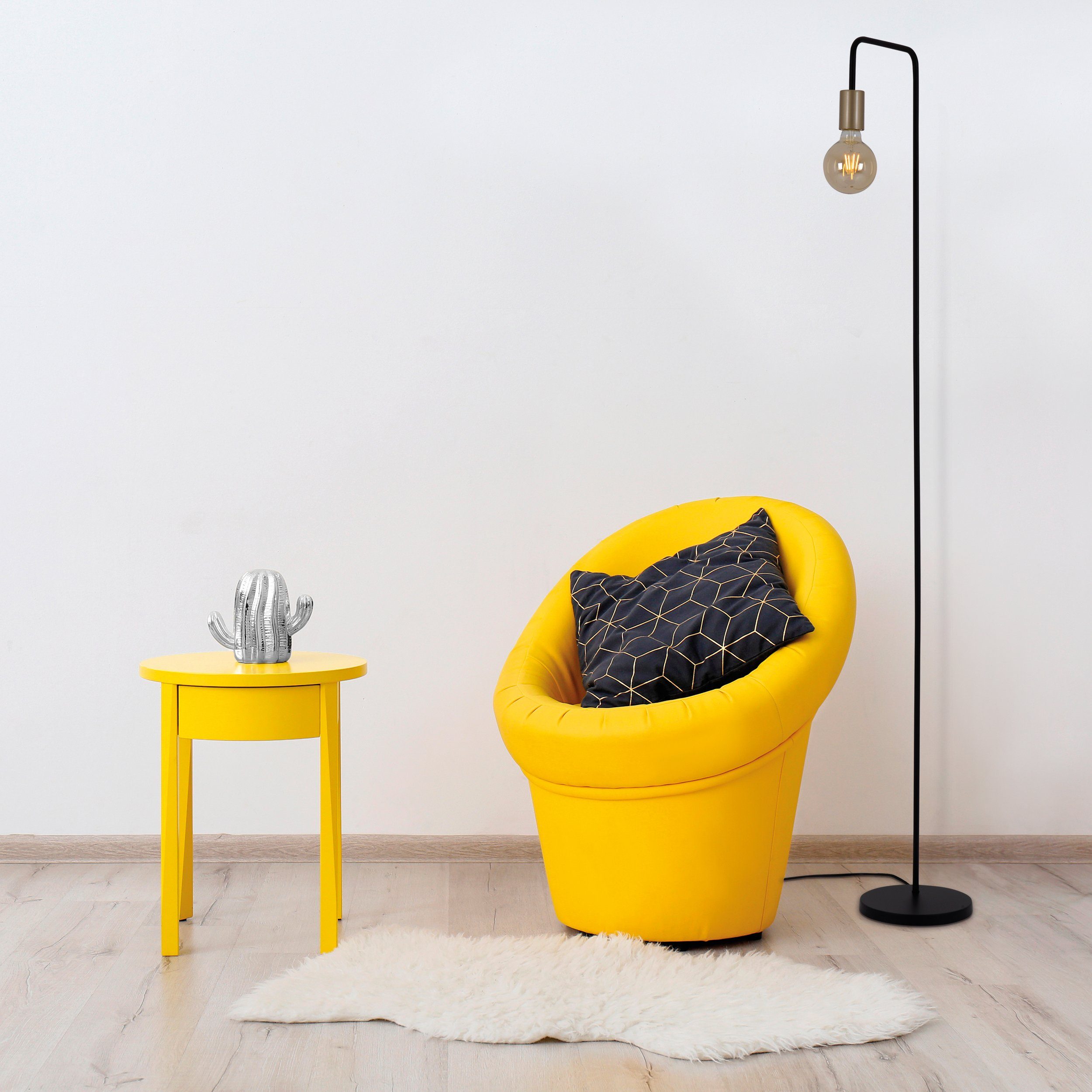 näve Stehlampe Modo, ohne Leuchtmittel, E27 max. 40W, schwarz/gold, Fußschlater, h: 150cm, b: 20,5cm