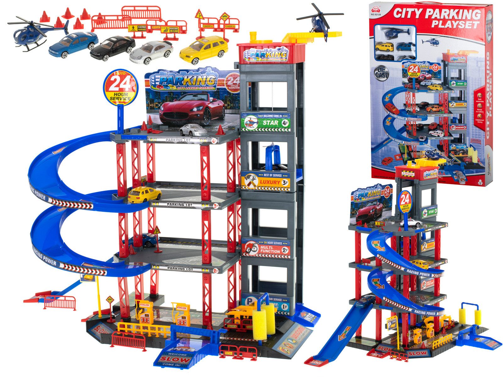 Ikonka Spiel-Parkgarage XXL Spielgarage mit Autos, günstig online kaufen