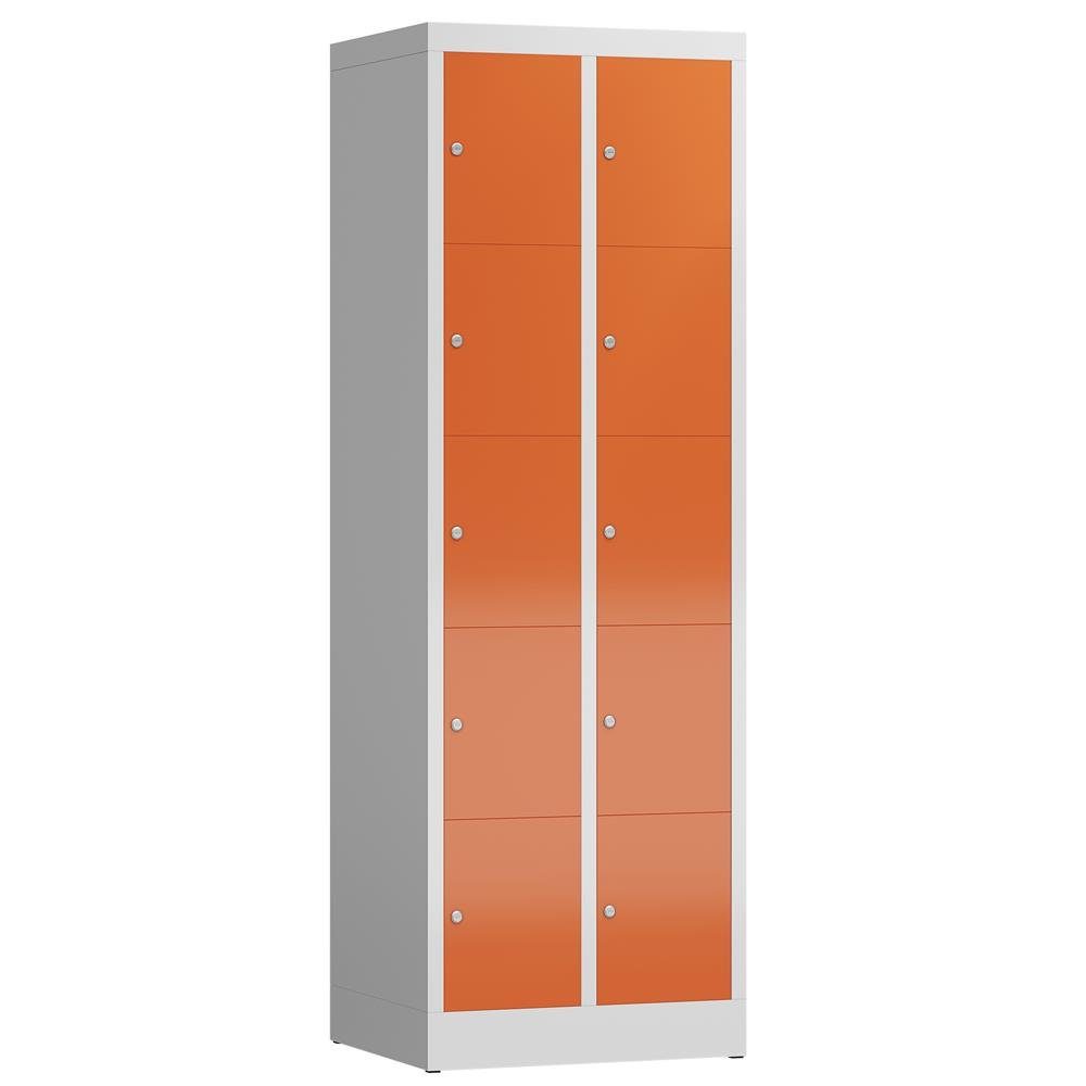 Steelboxx Fächerschrank ClassiX 1800 Lichtgrau/ Komplett mm keine 590 Lichtgrau x 5 RAL - Schließfachschrank, Türen: x Korpus: montiert Fächer, | verschweißt (1-St) und Montage Abteile 7035 à Rot erforderlich 2 500