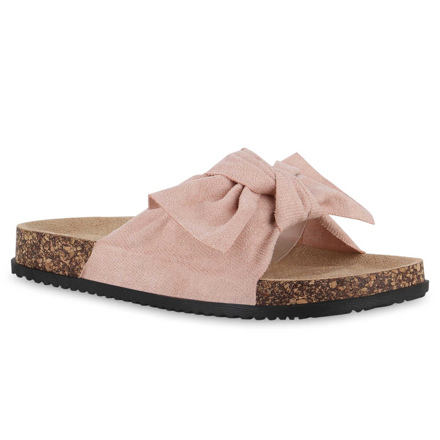 VAN HILL 21590637 TH S67[TH] Damen Sandalen Pink 37 Pantolette Damen Pantoletten Sandalen Bequeme Schleifen Korkoptik