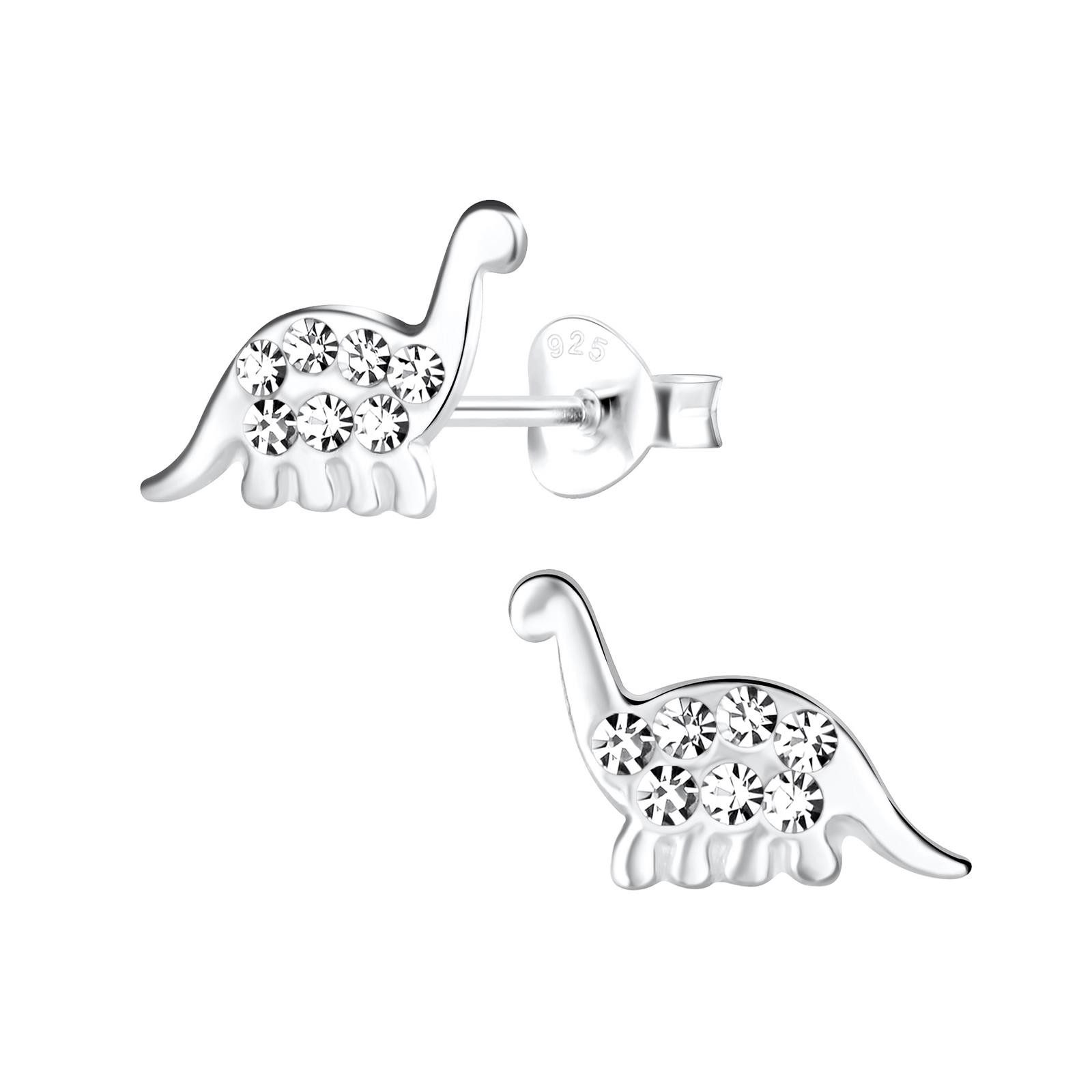 Monkimau Ohrring-Set Brachiosaurus-Dinosaurier Kinder Ohrringe 925 Silber, Hypoallergen