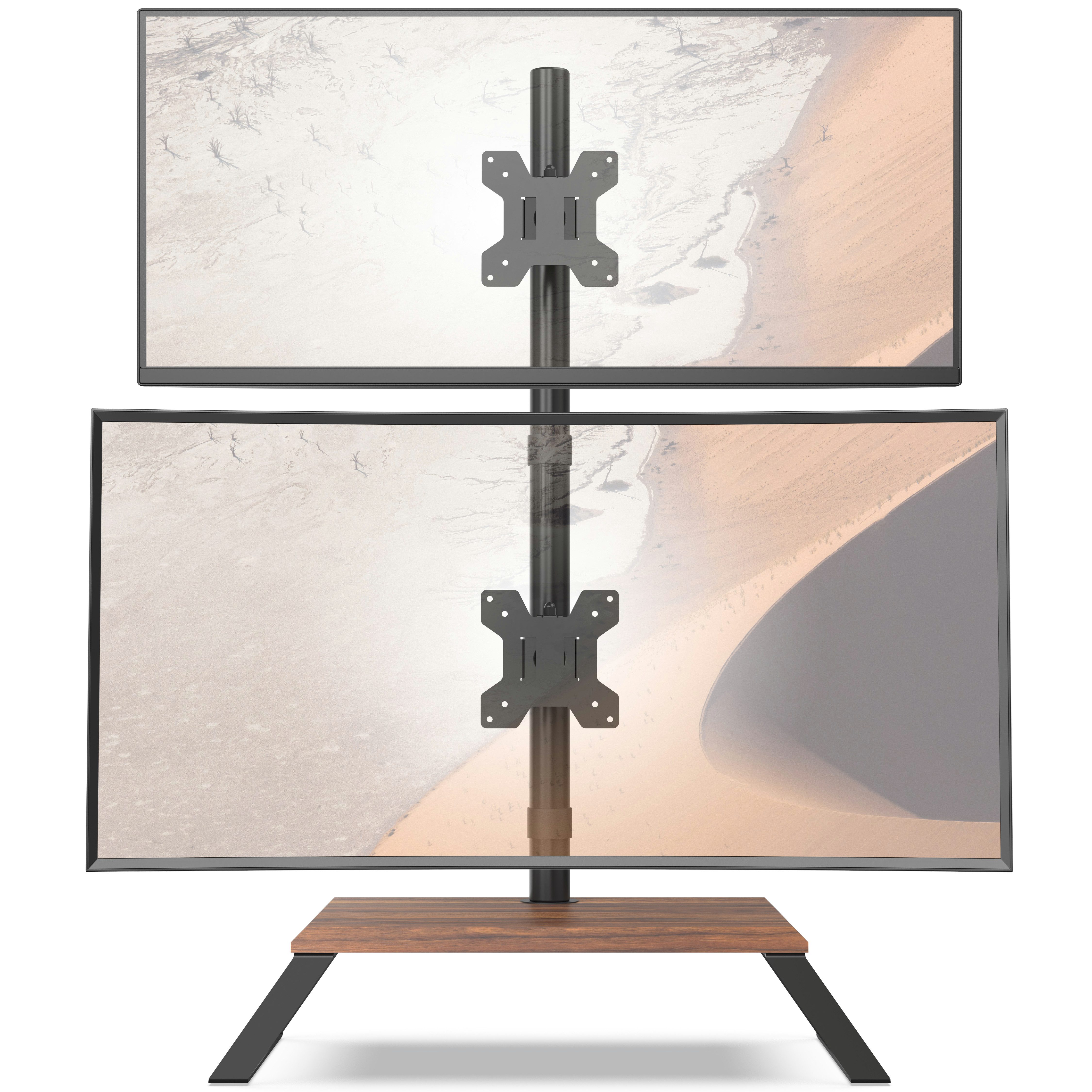 AOKCOS Monitorständer, (bis 27 Zoll, mit Regal & Abnehmbaren Metallfüßen & für 2 Bildschirme)