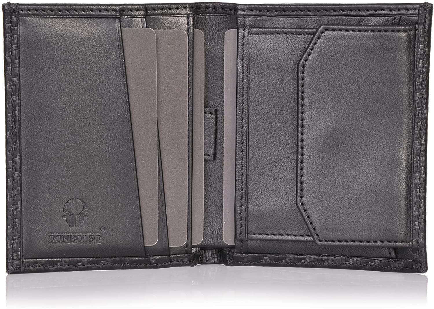 Donbolso Mini Geldbörse Slim Wallet Mit 6 Mnzfachvintage RFID Echtleder Geldbeutel Kartenfächer, Schutz Schwarz Vintage