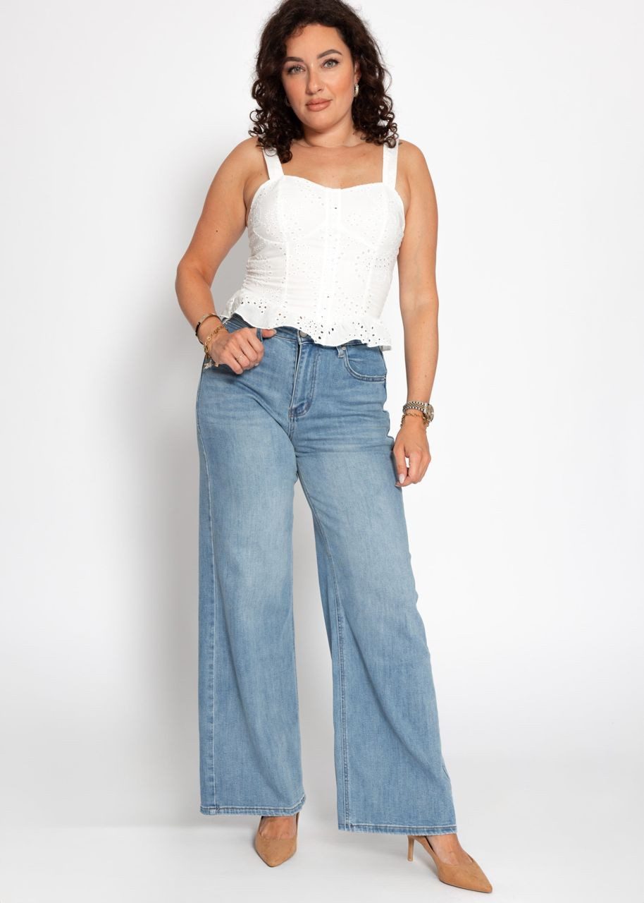 SASSYCLASSY T-Shirt Bustier-Top aus Lochspitze für Damen Baumwolltop mit ge günstig online kaufen