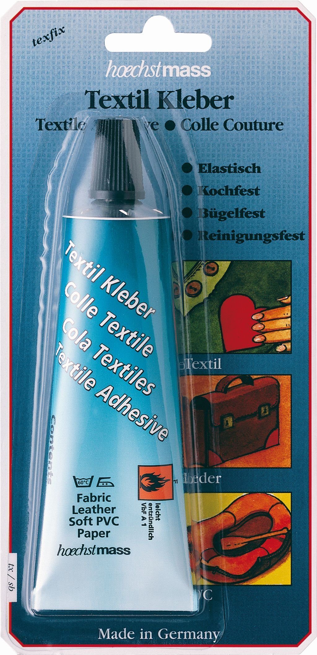 Nähkästchen g! Filzkleber, Weich-PVC elastisch, und Textilkleber, 42 larissastoffe Stoffkleber, Lederkleber, Filz, in Leder, (Made Für Germany), Textilien, Papier