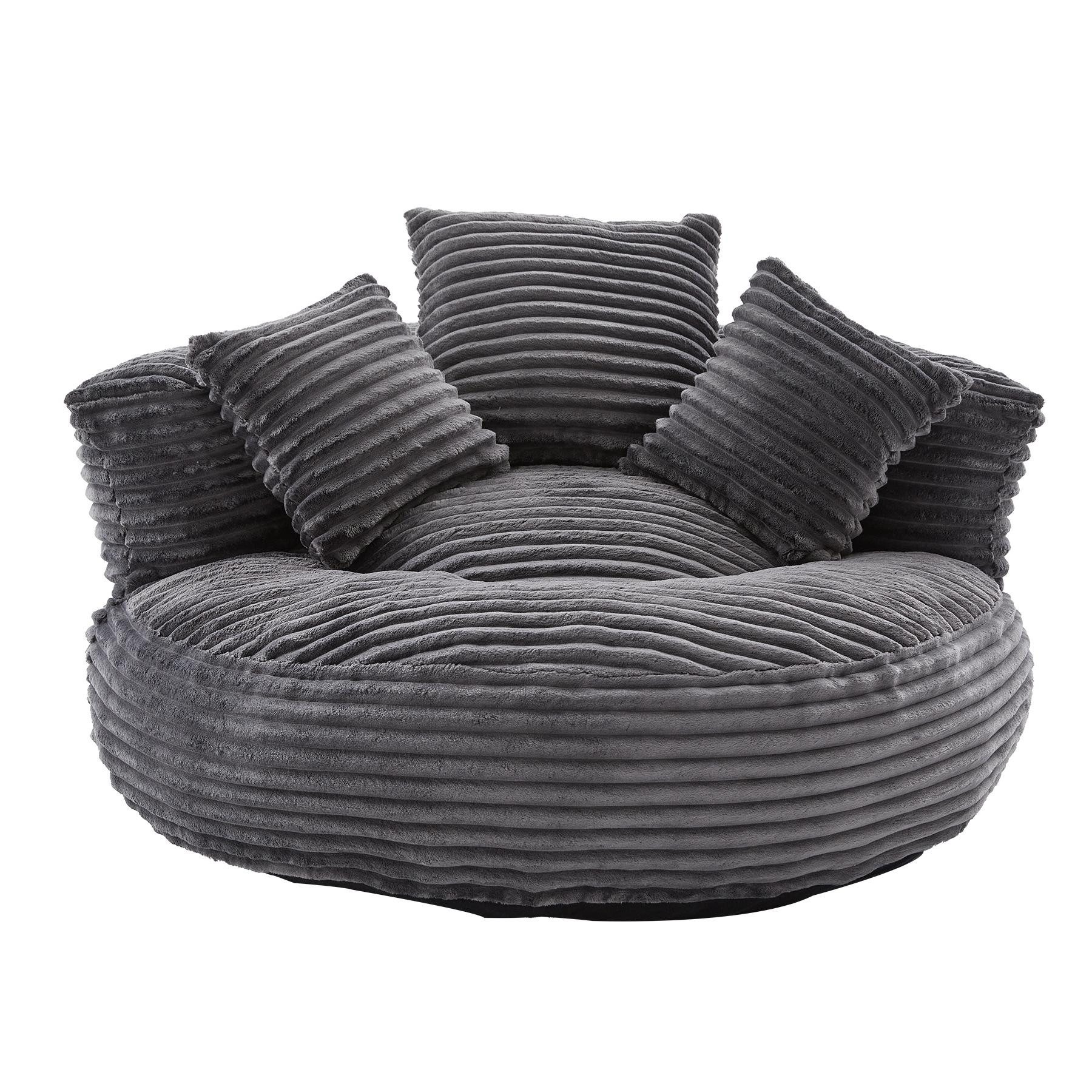 LVHOM Sitzsack 108x108x52cm Chenille Premium Sofa mit 3 extra Kopfkissen (Kuschelig & Atmungsaktiv, Einzelsitzer-Lounge, komplett komprimiert geliefert. Perfekt – Bild 2 von 5