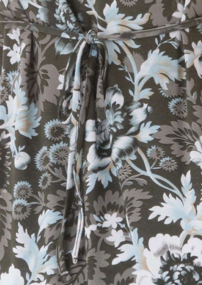 Brustbereich mit im olivgrün-taupe-bedruckt Raffung Aniston SELECTED Tunika
