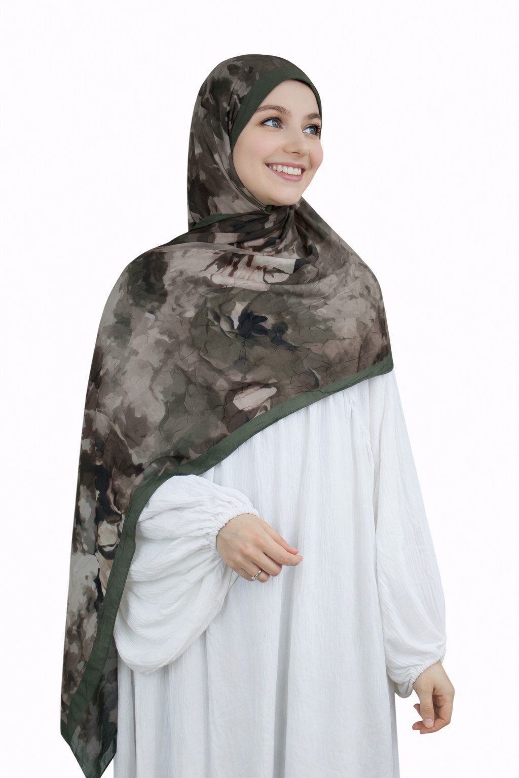 Aymasal Hijab Printed Soft Hijab Aquarell Look Kopftuch Schal Modest Fashion Trend Printed Soft Hijab aus Baumwolle 187x70 cm