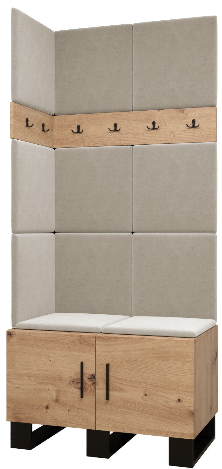ABIKS MÖBEL Шафи-Set ARTIN Set 11 Garderobe mit gepolsterten Paneelen, Industriell Design