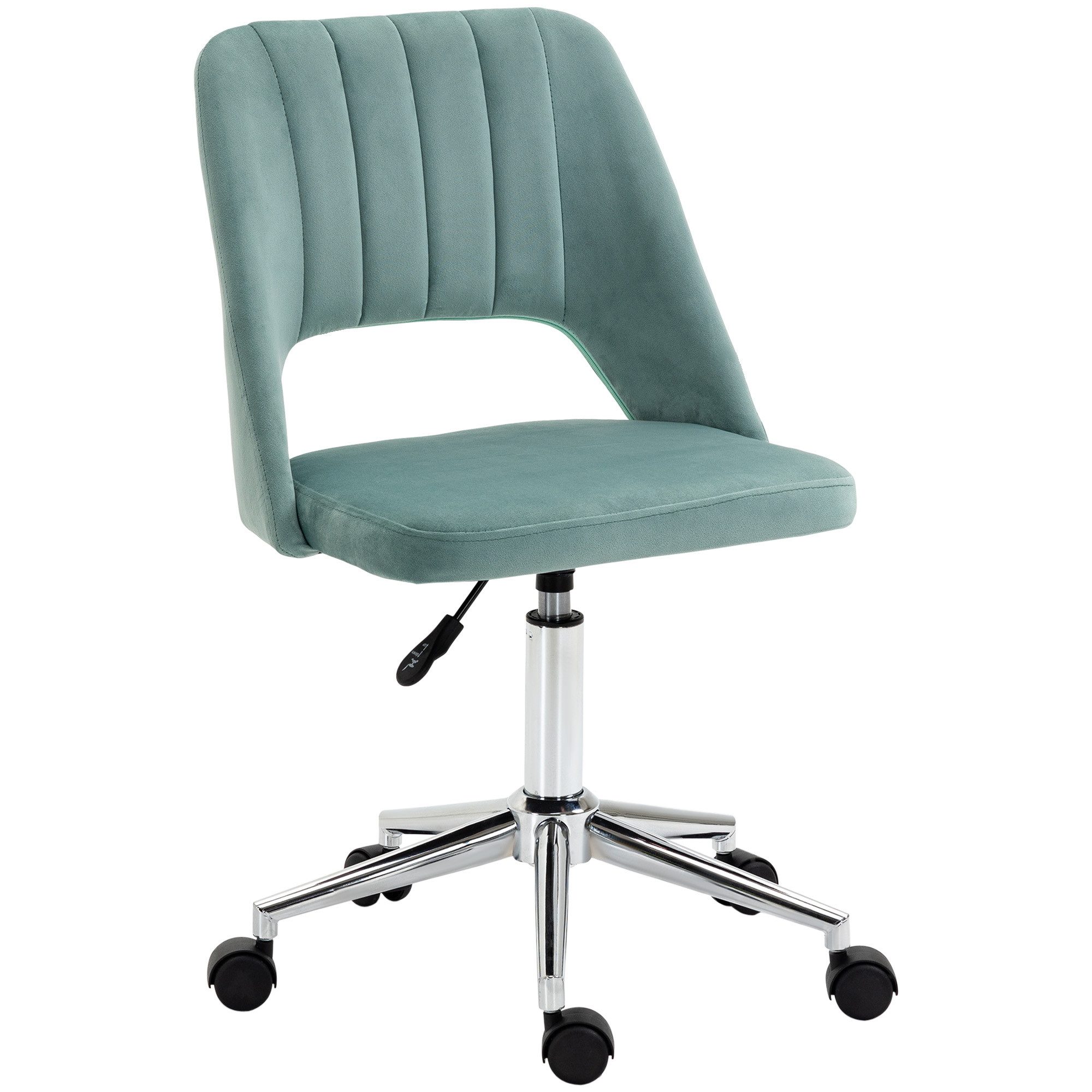 OKWISH Drehstuhl Freizeitstuhl Fernsehsessel (Drehstuhl ohne Armlehnen in Samtoptik – höhenverstellbarer Schminkstuhl & Homeoffice-Stuhl für Damen & Studenten, ergonomisch & platzsparend), mit Samtoptik