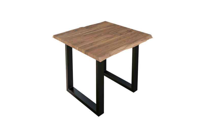 Junado® Esstisch Lauren, Tisch Baumkante 90 x 90 cm stonefarben schwarz