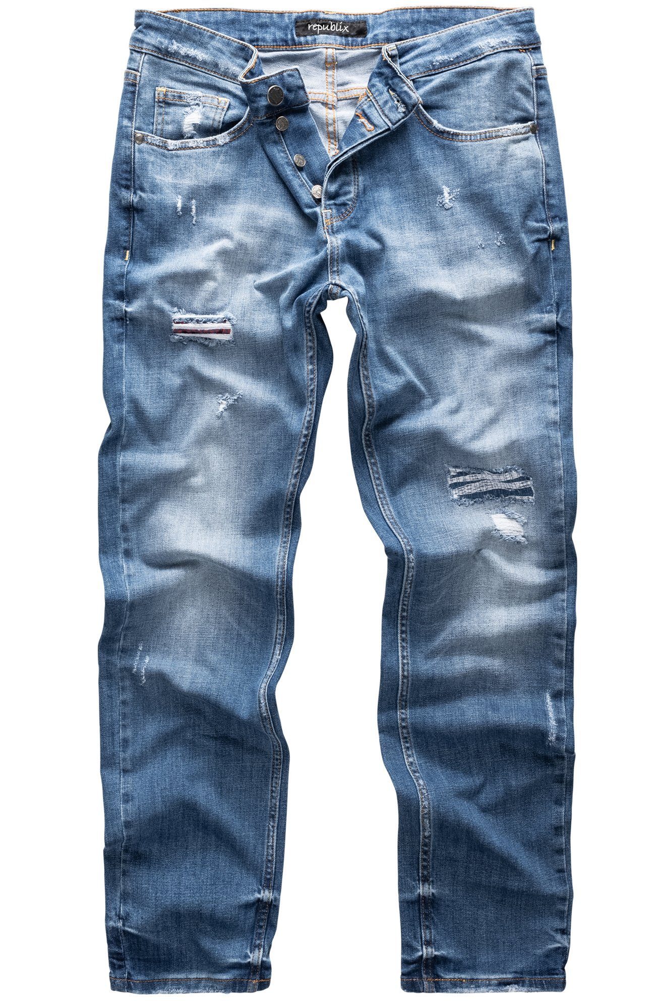 REPUBLIX Straight-Jeans CONNOR Herren Regular Fit Destroyed Jeans