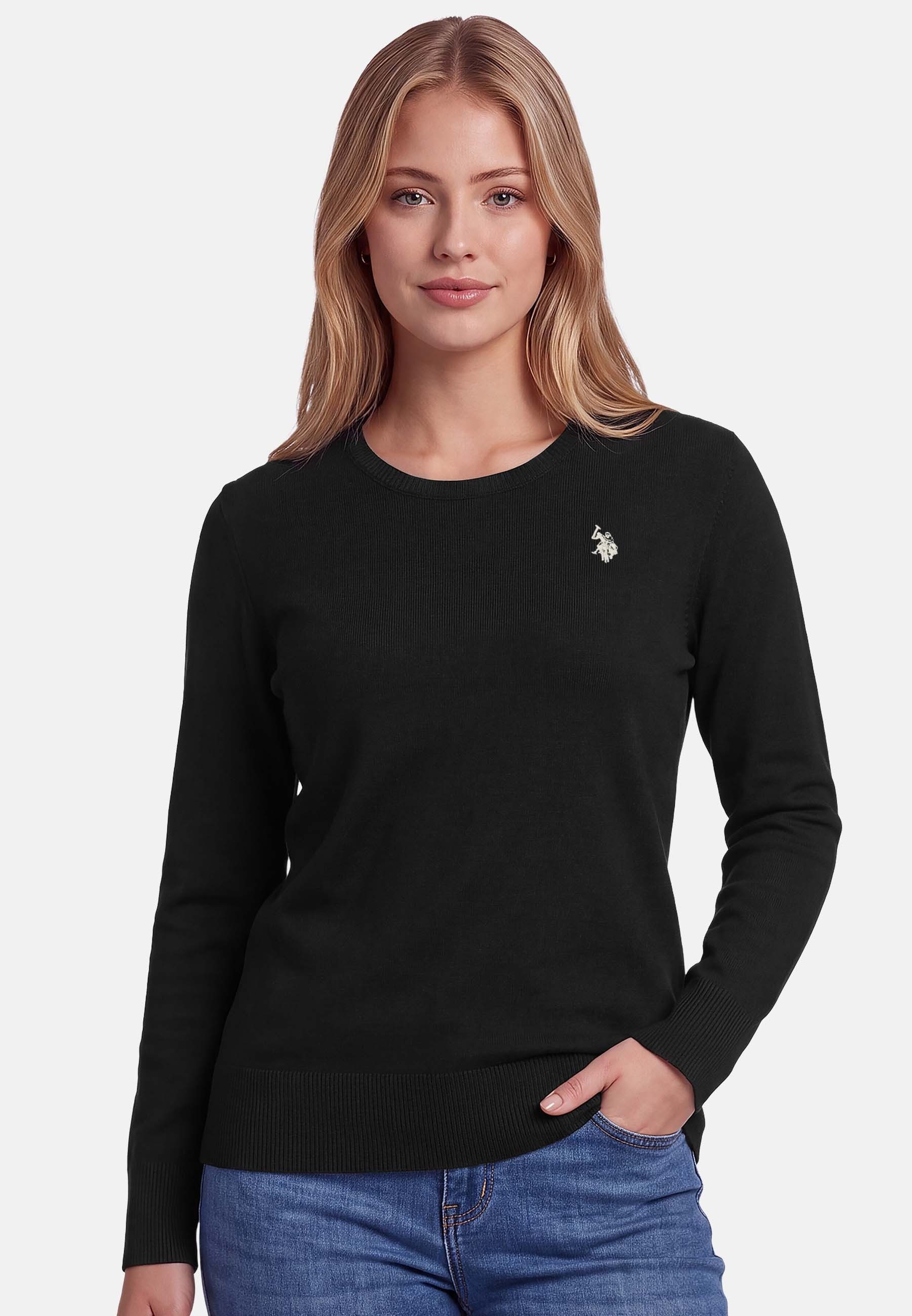 U.S. Polo Assn. Rundhalspullover aus reiner Baumwolle mit Logostickerei Klassischer Rundhalspullover mit Rippbündchen und normaler Passform