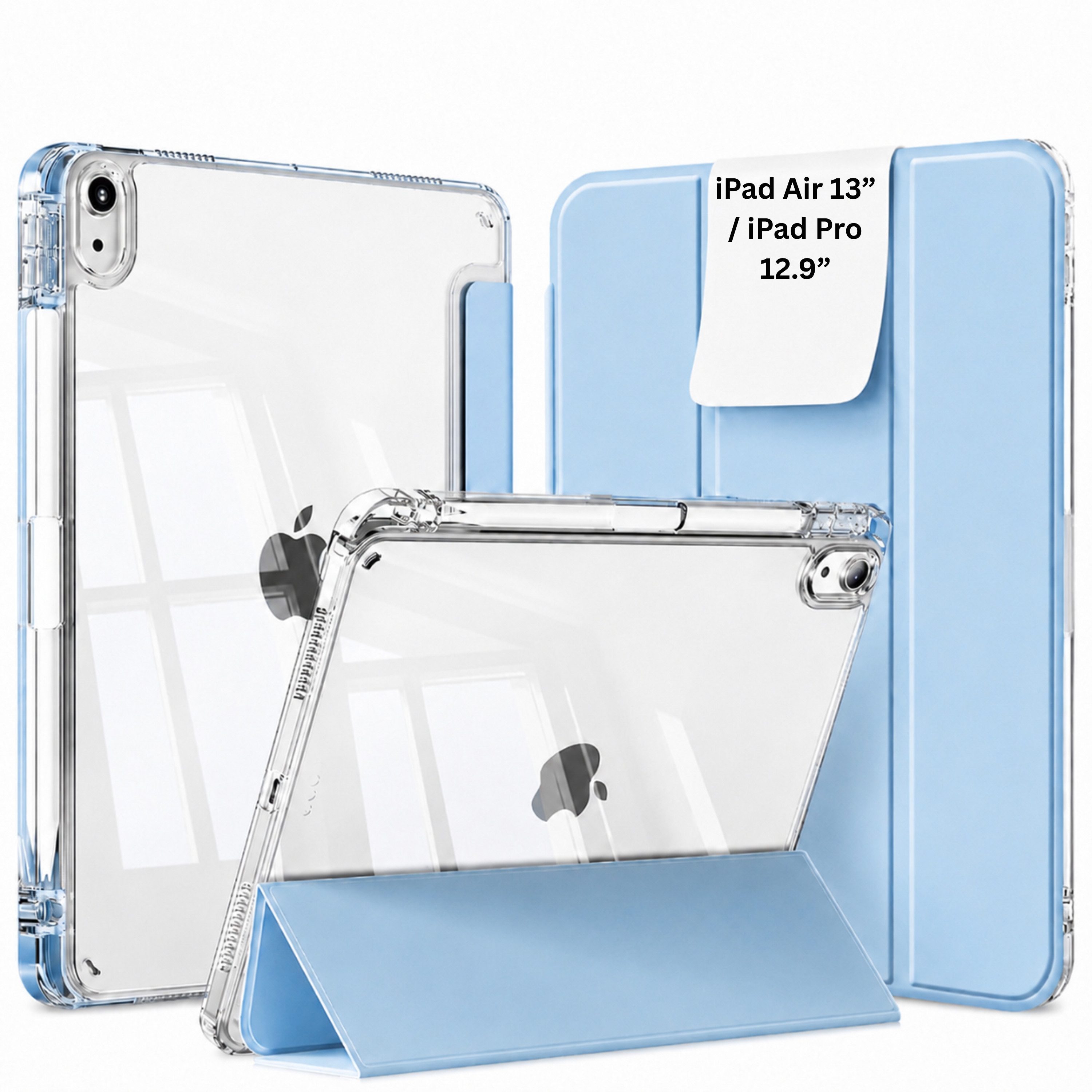 S&T Design Tablet-Hülle Hülle für iPad mit Stifthalter Transparent Stoßfest Tablet Schutzhülle, Kratzfest Hülle Cover Stoßfest Hard Case Ständer Kamera Displayschutz