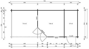 Alpholz Gartenhaus 5-Eck Liwa mit Anbau, BxT: 714x302 cm, Ohne Schutz-Imprägnierung