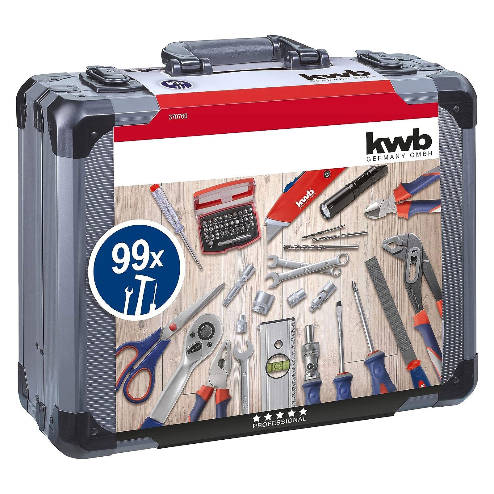 kwb Werkzeugset Werkzeug Koffer inkl. 99-tlg. hochwertigem Werkzeug-Set, gefüllt, (Set)