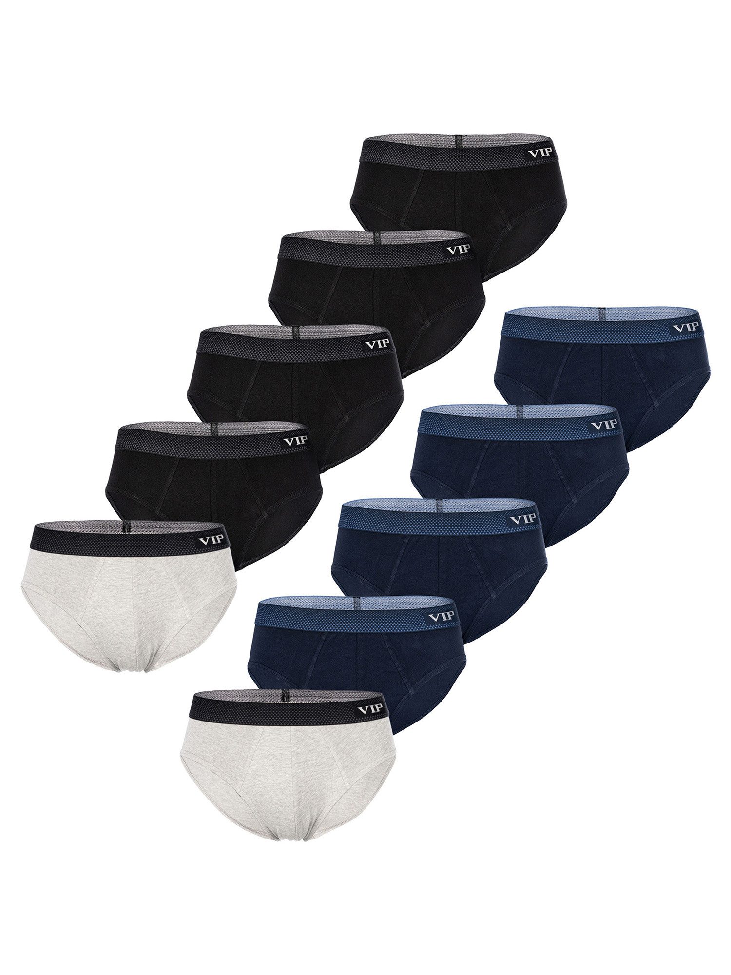 VIP Slip Premium Jersey Stretch - 10er Set - klassische Unterhosen (10-St) Unterwäsche Männer Herren Uni Baumwoll-Mix (95% Baumwolle) 10-Pack