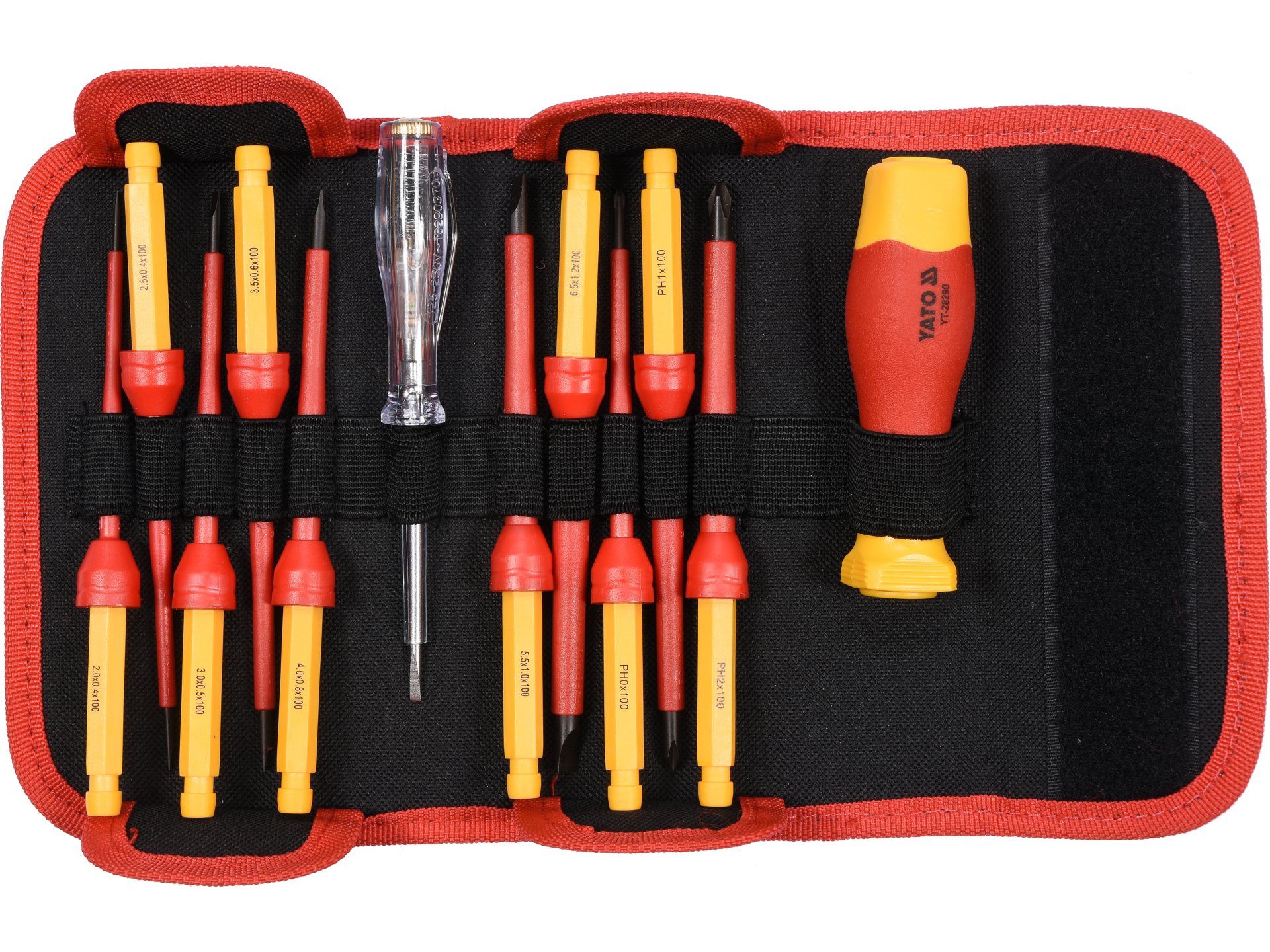 Yato Bit-Schraubendreher Cacciavite isolato + set di punte 12 pezzi VDE, (Isolierter Schraubendreher mit 10 Bits, 12-tlg., Isolierter Schraubendreher mit 10 Bits, 12-tlg)