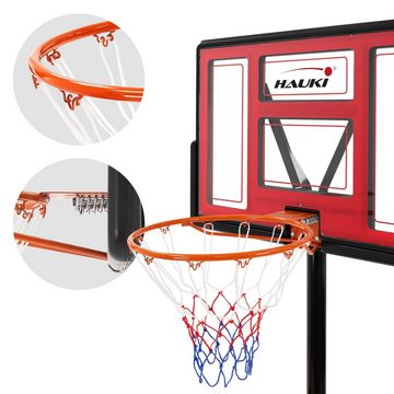 Hauki Basketballständer Basketballkorb-Set Basketballanlage (3-St., 3er Set), Set Outdoor Ständer Rollen Ball Pumpe Rot 235-295cm mobil befüllbar
