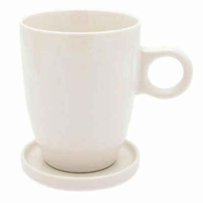 PICKWICK Tasse Teetasse mit Untertasse, Tee Tip, weiß, 230 ml, Porzellan