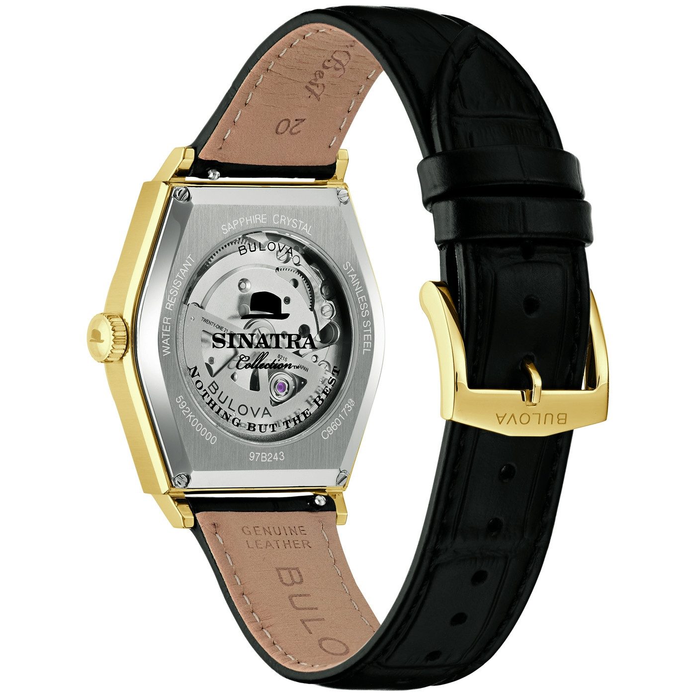 Bulova Mechanische Uhr Bulova Frank Sinatra 97B243, Armbanduhr, Damenuhr, Herrenuhr, Lederarmband, analog, Big Date