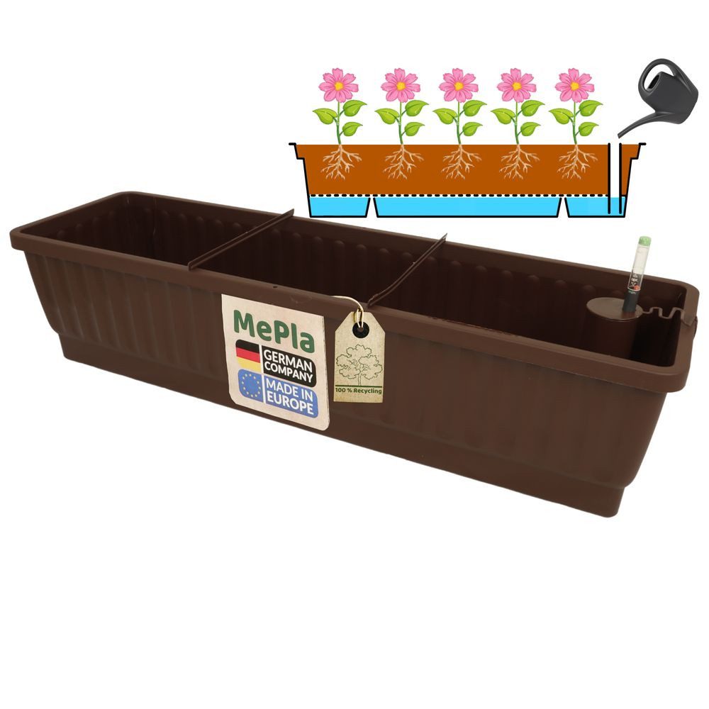 Heimwerkercenter Balkonkasten MePla - XXL Blumenkasten mit Bew. Venezia 60 cm braun