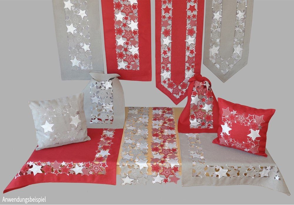 matches21 HOME & HOBBY Kissenbezüge Kissen-Bezug Sterne Weihnachten hell-grau weiß 40x40 cm, (1 Stück), Wohnzimmer Kissen-Hüllen als Deko-Kissen Zier-Kissen Sofa-Kissen