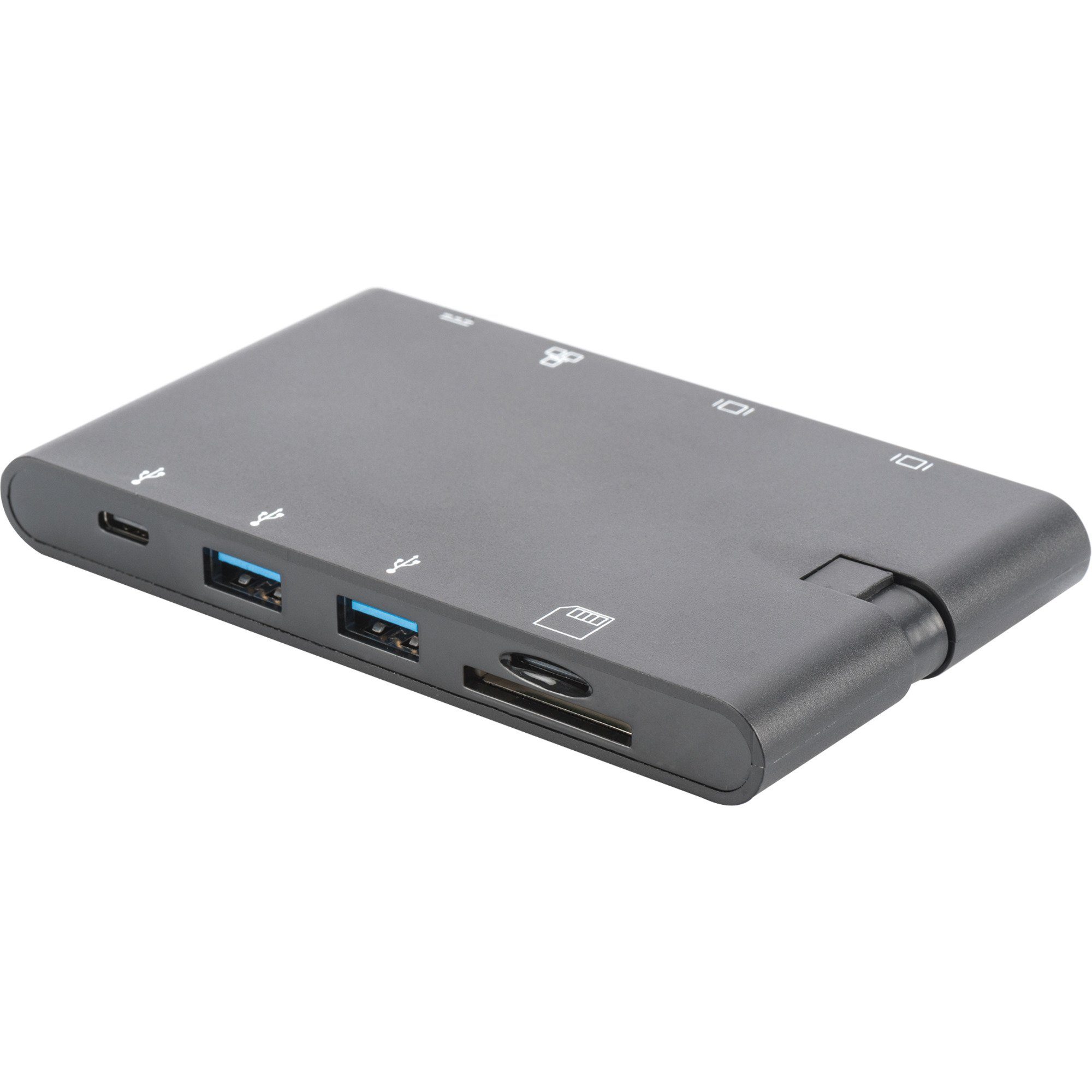 Digitus Laptop-Dockingstation USB 3.1 Typ C Multiport Travel Dock, 9 Port,  4K, inkl. Ladefunktion