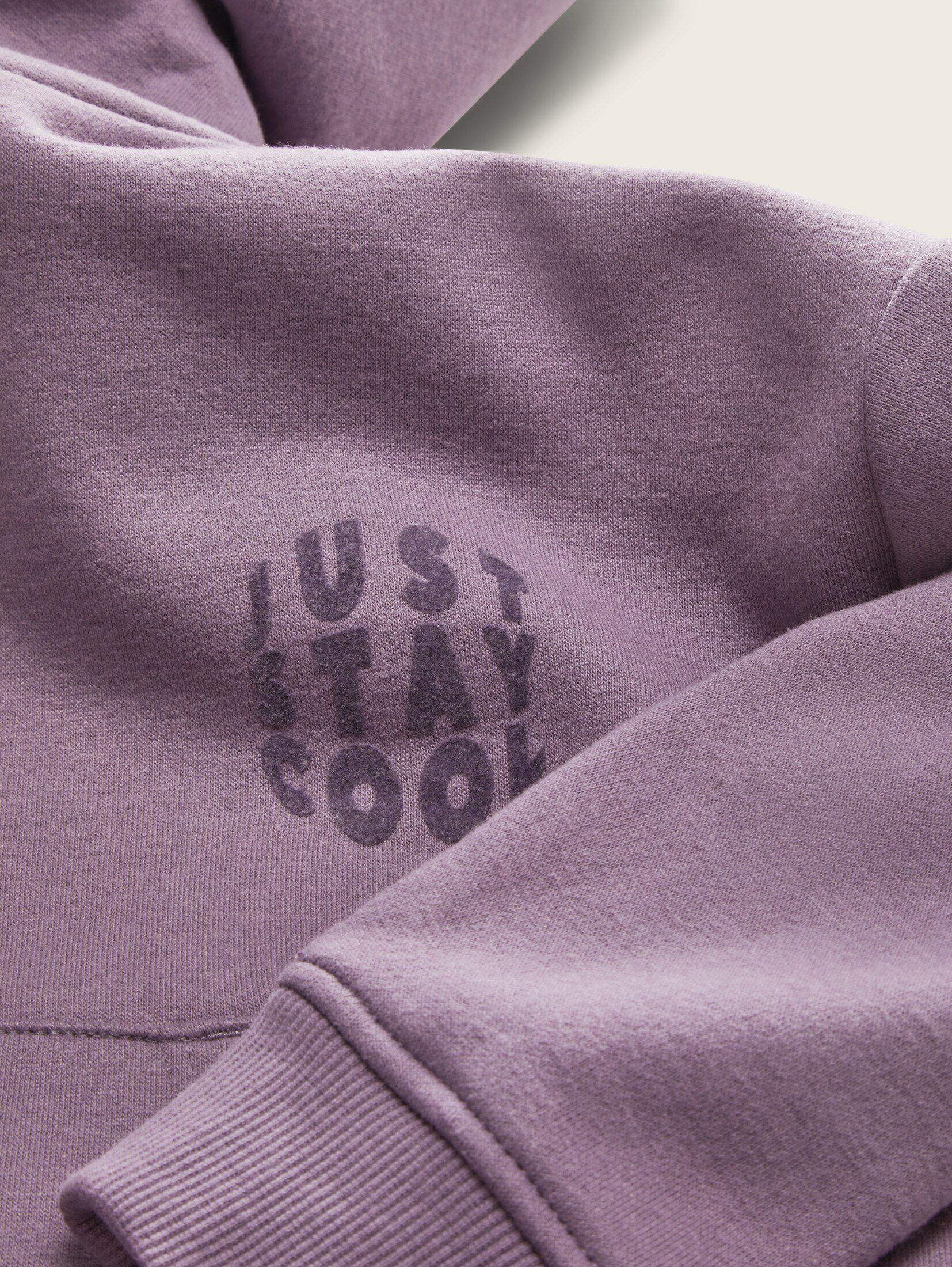 purple Oversized Bio-Baumwolle mit Hoodie Sweatshirt greyish TOM TAILOR