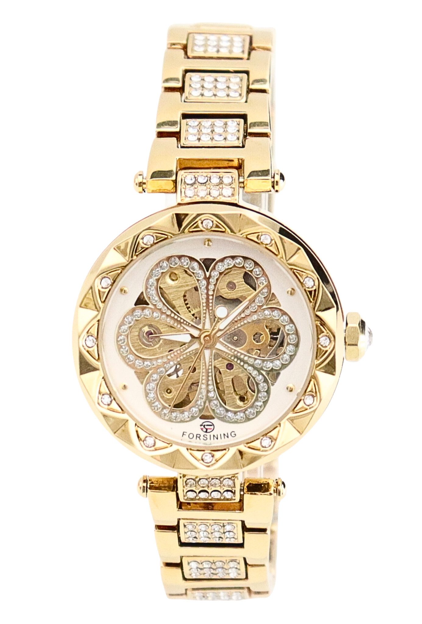 Rötting Design Automatikuhr Damenuhr Marke Forsining Rhinestone Besatz gold günstig online kaufen