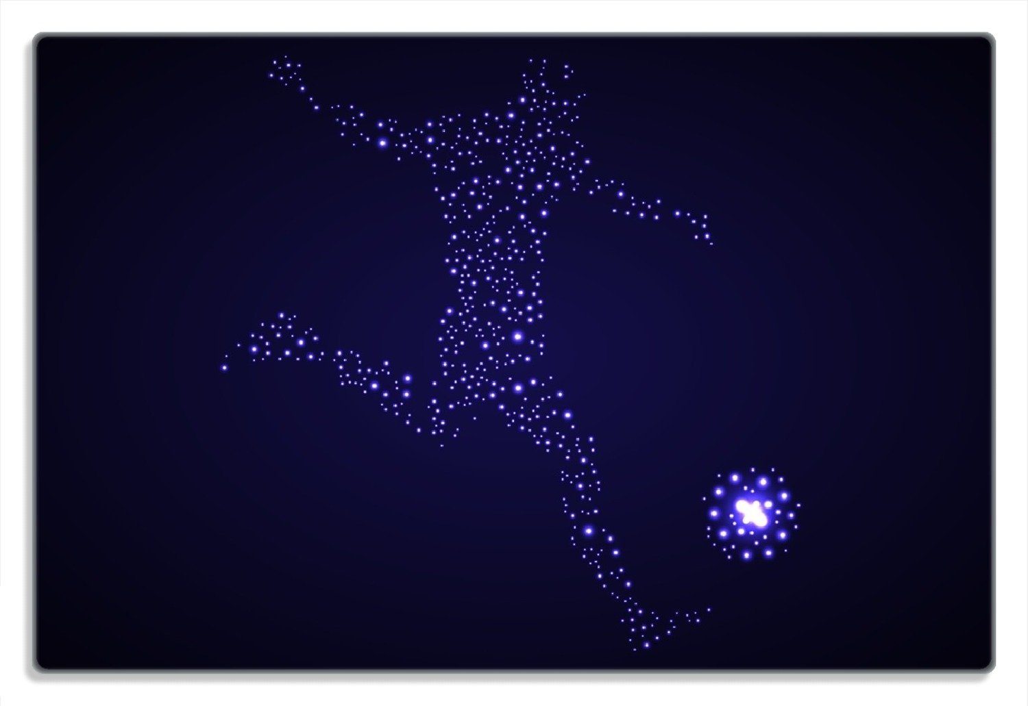 Sternen - (inkl. blau, in rutschfester Gummifüße Spieler Wallario Fußball Frühstücksbrett ein 1-St), aus 20x30cm tausend 4mm,