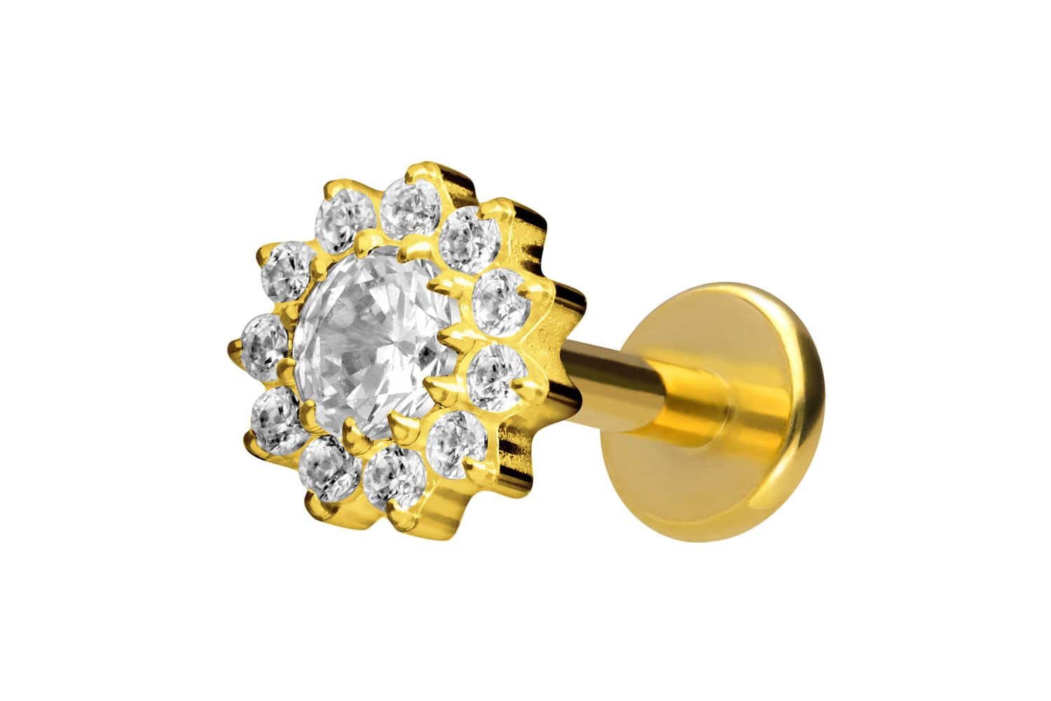 Piercing-Set Titan Labret mit Innengewinde KRISTALLBLUME