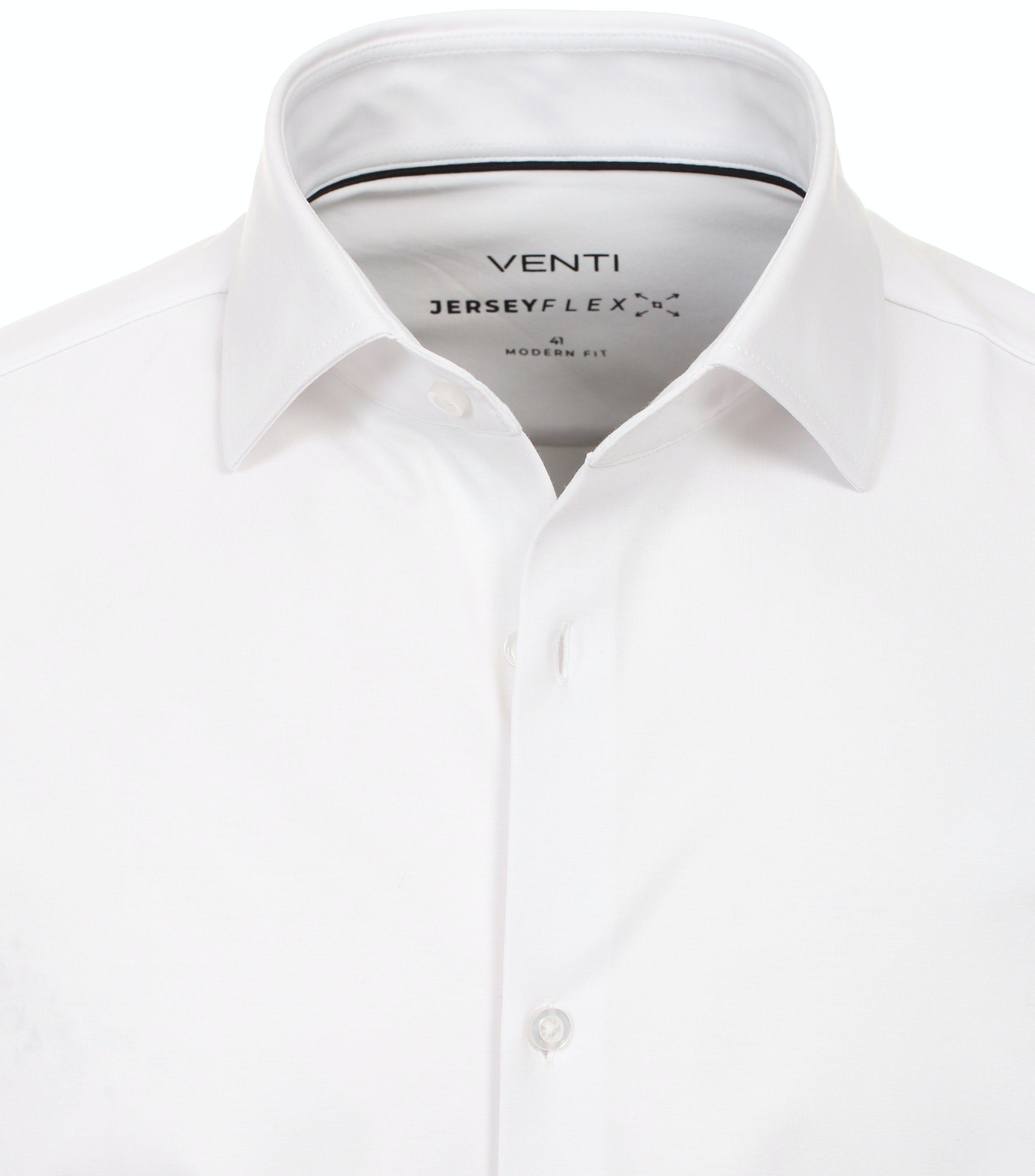 VENTI Businesshemd Jerseyhemd - Modern - Weiß(000) - mit Stretch Fit Einfarbig - Langarm Weiß