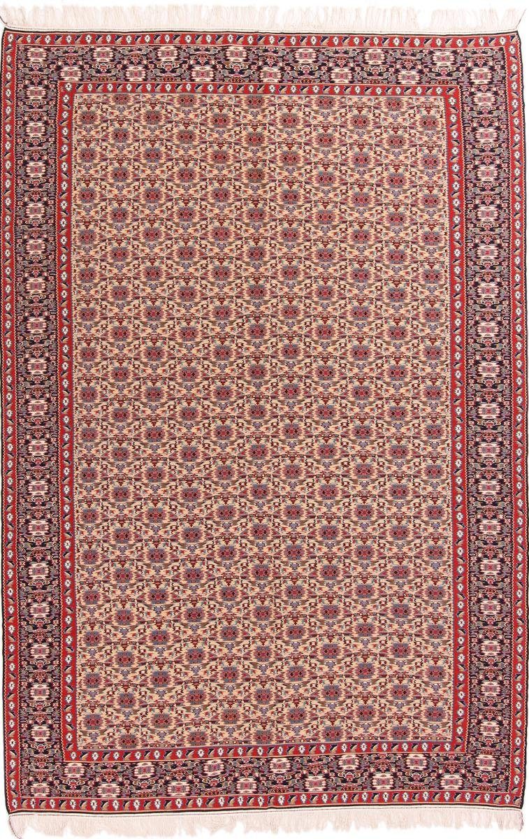 Orientteppich Kelim Fars Seidenkette 155x241 Handgewebter Orientteppich, Nain Trading, rechteckig, Höhe: 4 mm