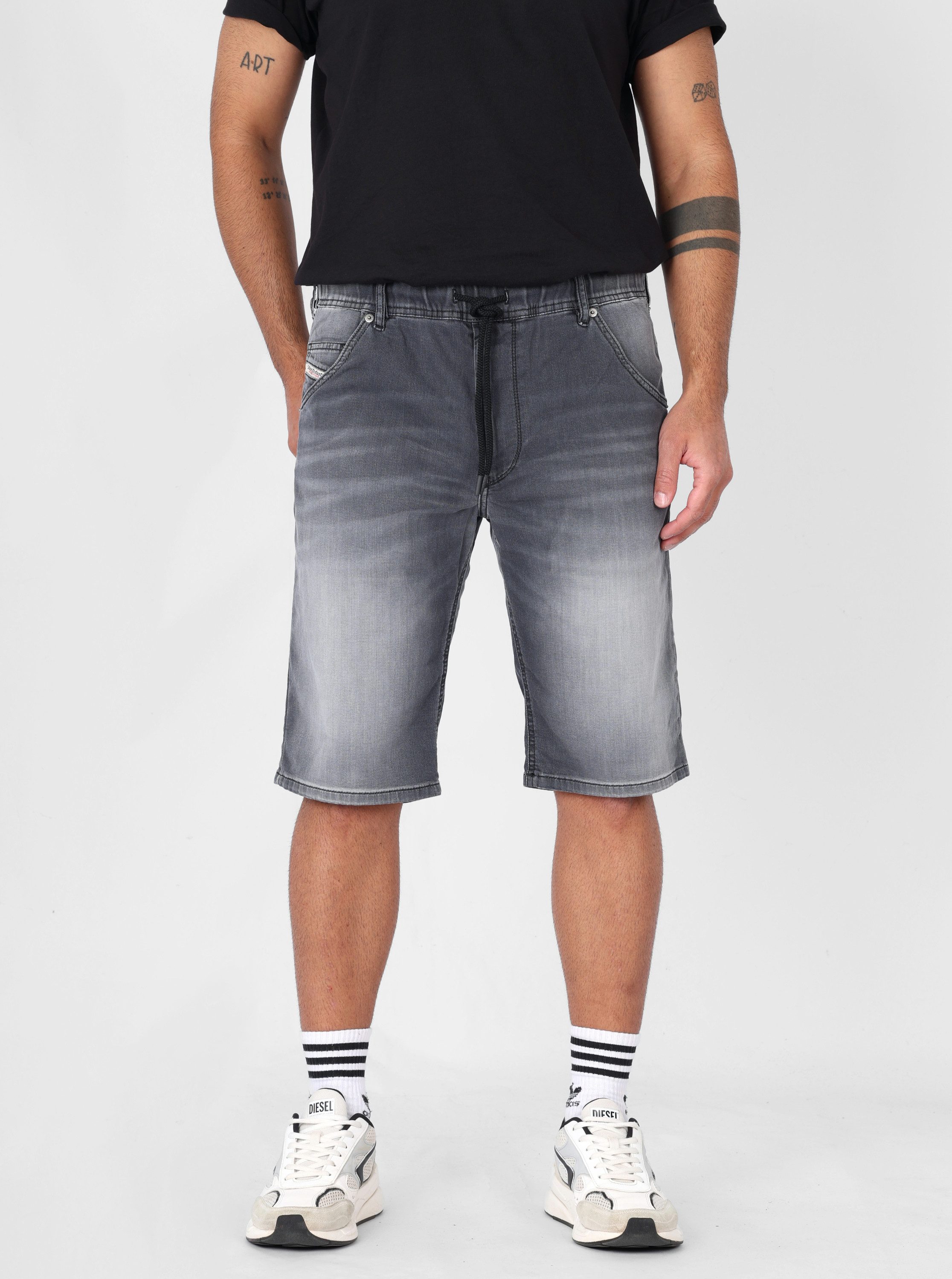 Diesel Jeansshorts Regular Fit JoggJeans - D-KROOLEY-SHORT Elastischer Bund mit Zugband, hoher Stretch
