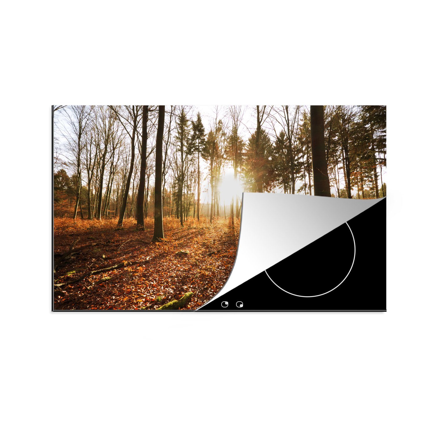 MuchoWow Herdblende-/Abdeckplatte Sonne - Bäume cm, tlg), Schutz Vinyl, Induktionskochfeld die Wald, für 81x52 (1 Ceranfeldabdeckung küche, 