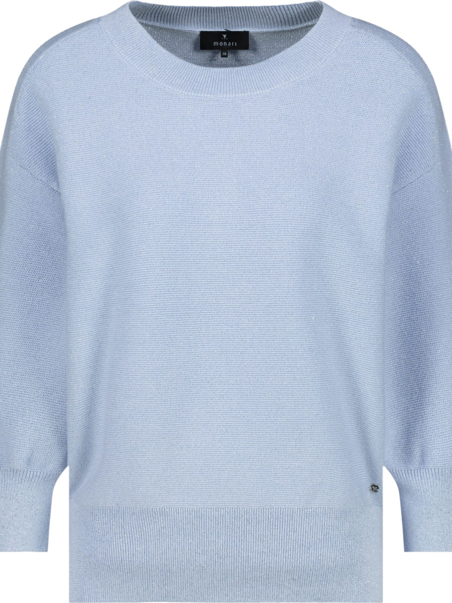 Monari Langarmshirt blau,Casual,Baumwolle,Unifarben,Rundhals,3/4 Arm,Casual Fit
