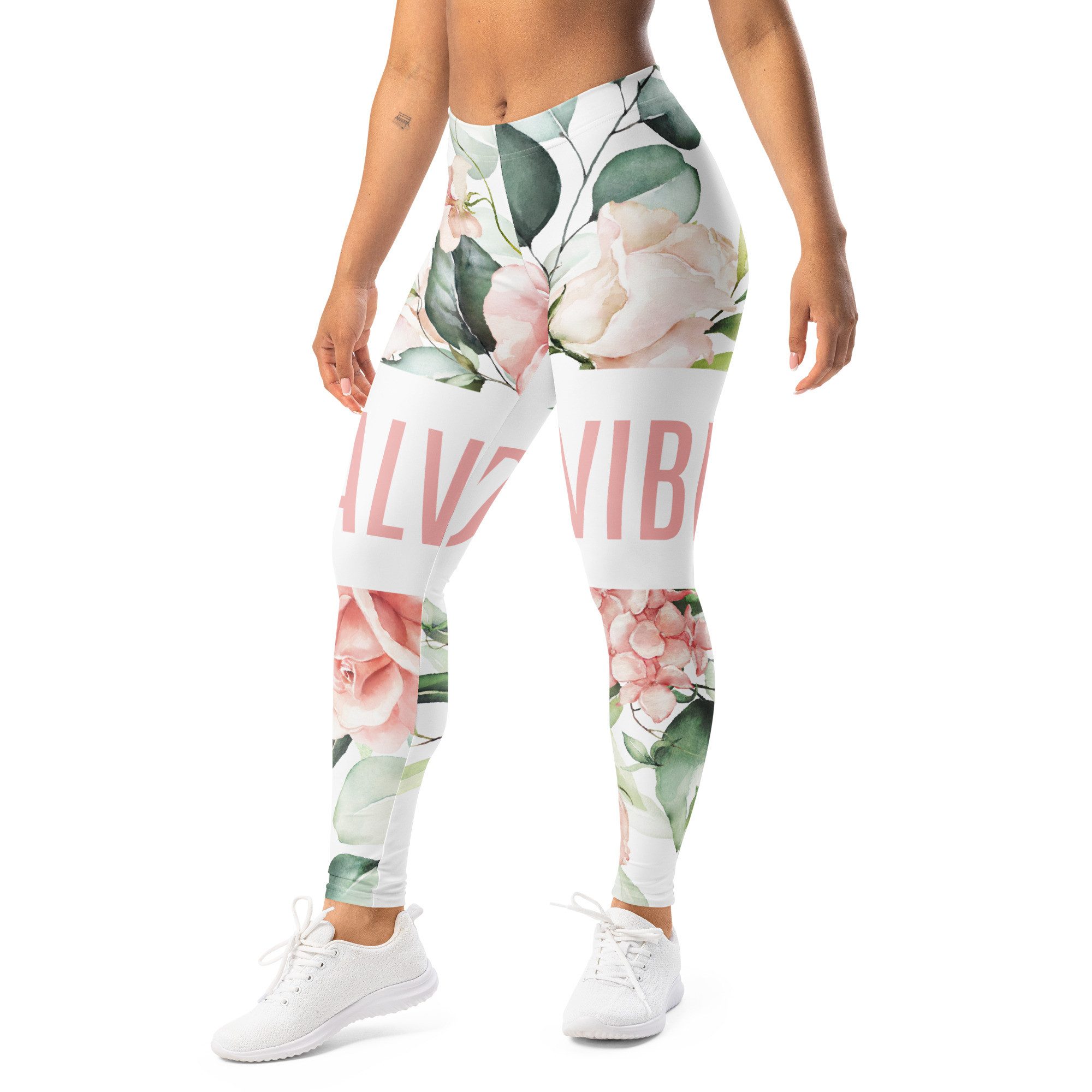 DECALVIBES Funktionsleggings Damen Leggings Basic Pastell Roses Blickdicht, 4-Wege-Stretch, elastischer Bund, weiches Material